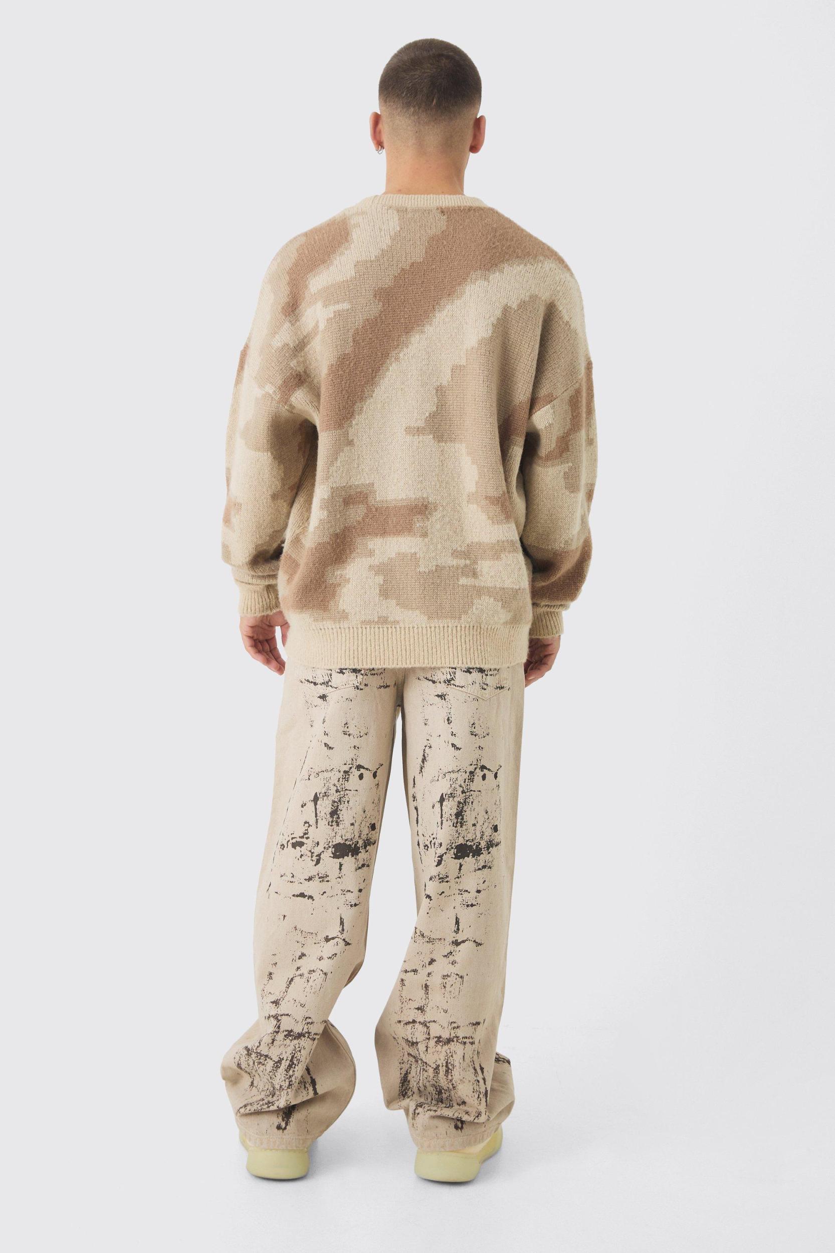 Baggy Fit Paint Effect Jeans | boohooMAN USA Product Image