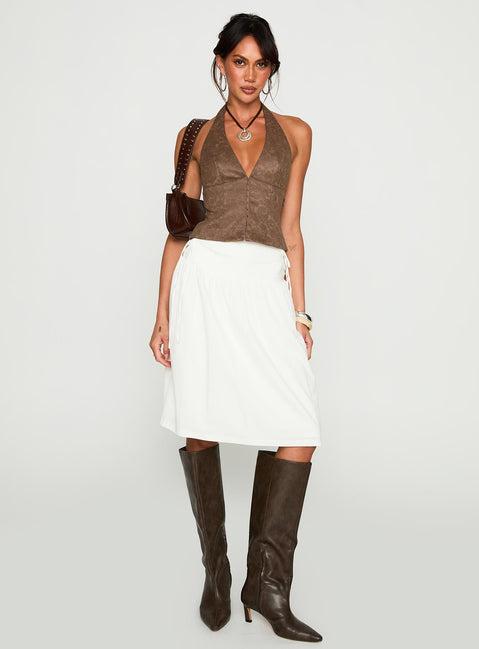 Snowflakes Tie Side Midi Skirt White Product Image