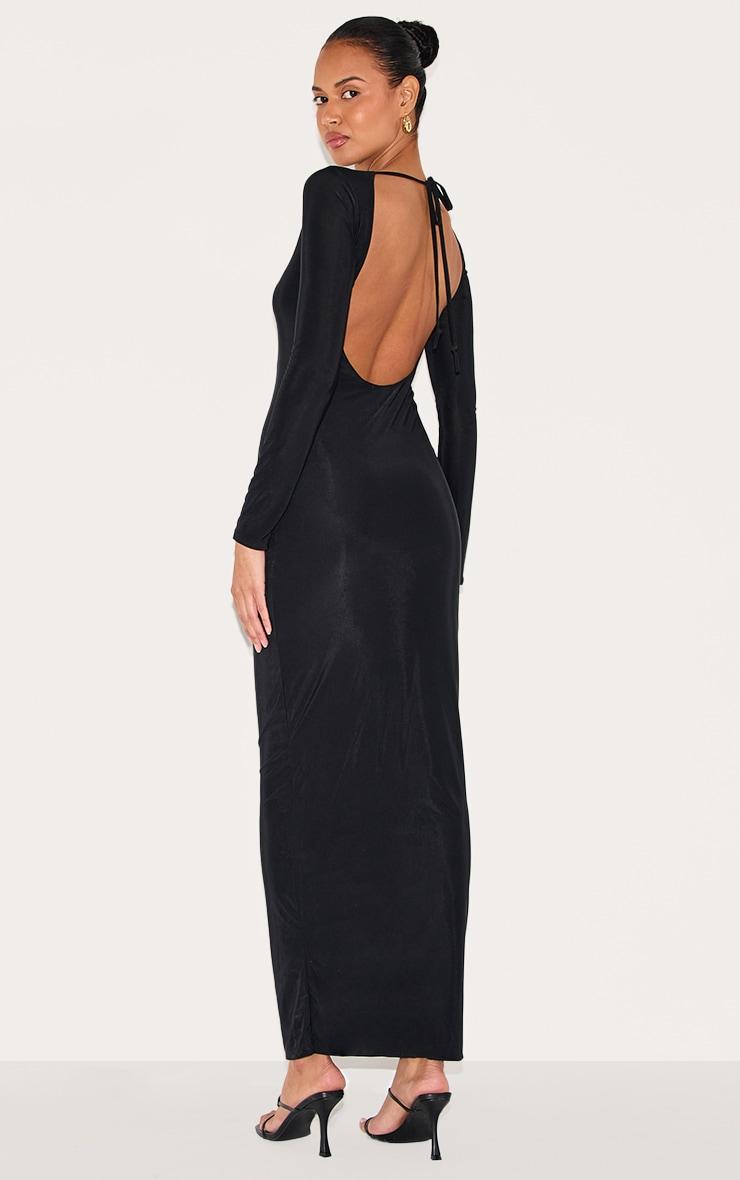 Black Double Layer Slinky Maxi Dress Product Image