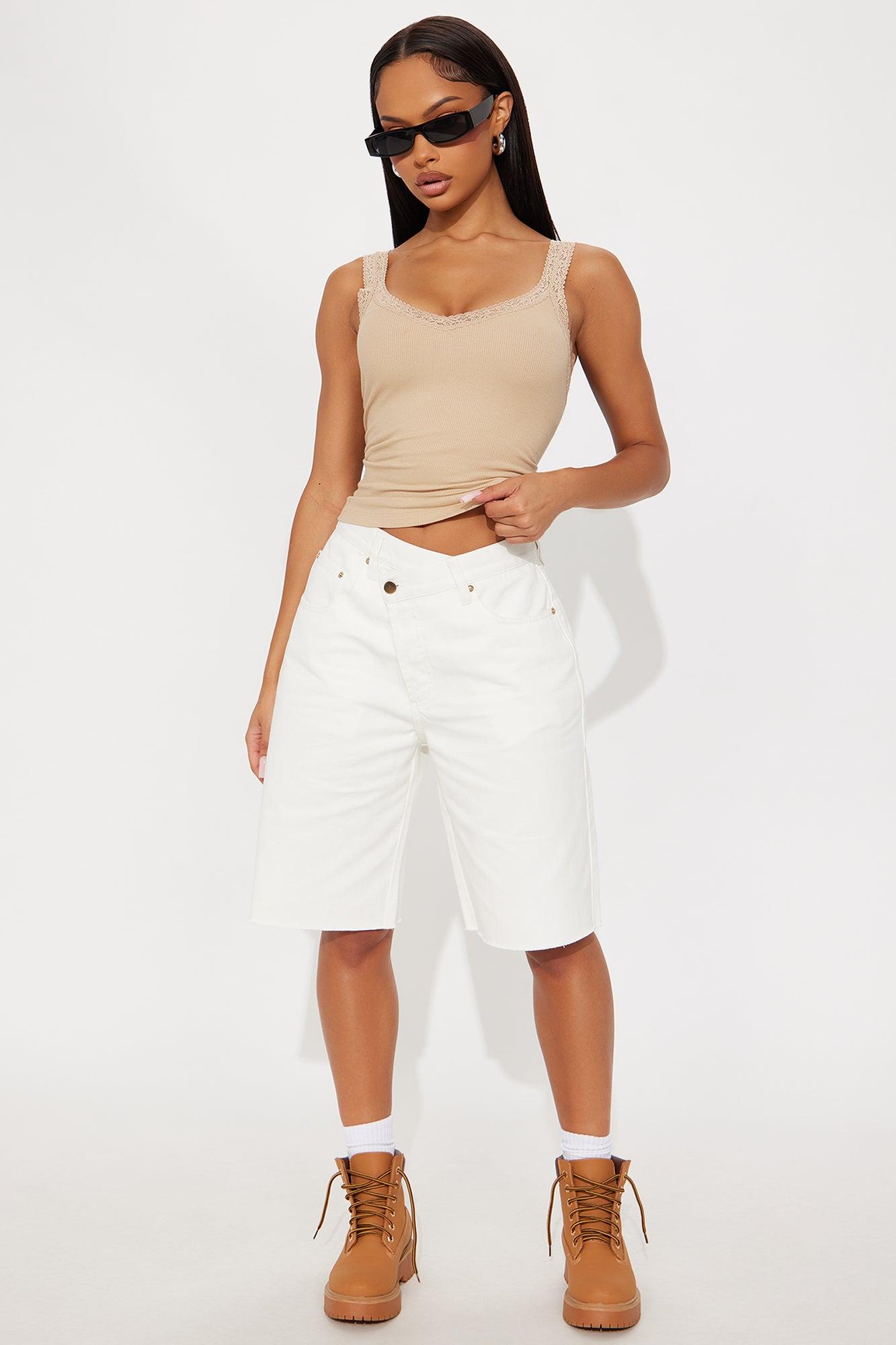 Luna Lace V Neck Tank Top - Taupe Female Product Image