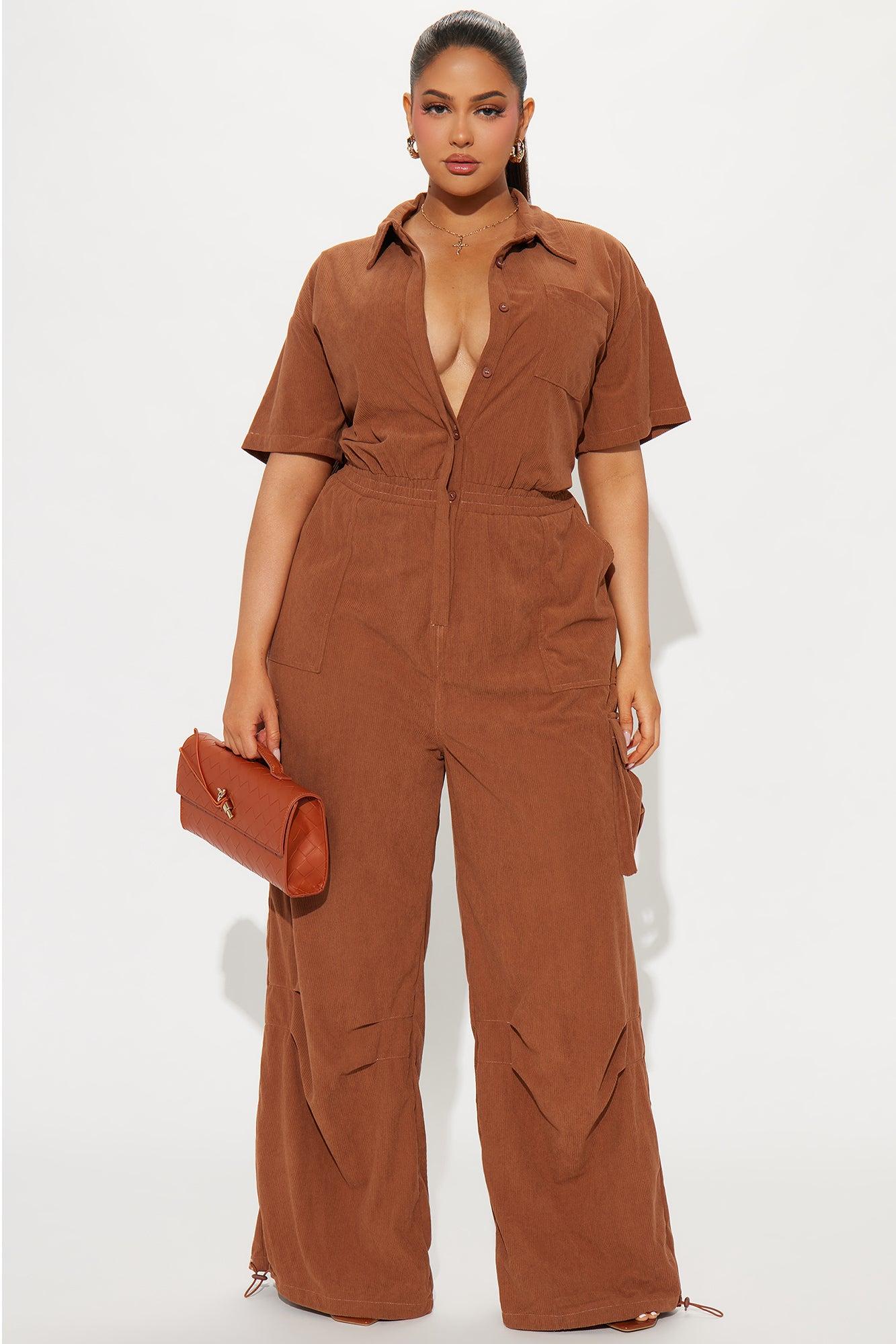 Got To Be It Corduroy Jumpsuit - Brown Product Image
