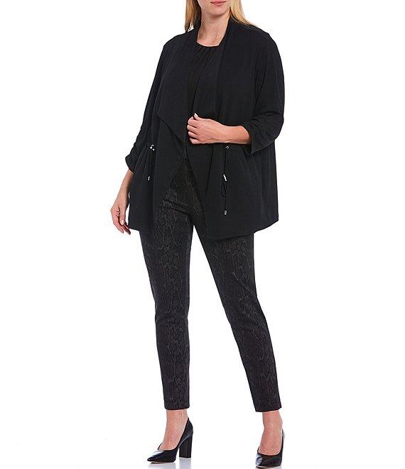 Calvin Klein Plus Size Solid Matte Jersey Pleat Round Neck Sleeveless Tank Top Product Image