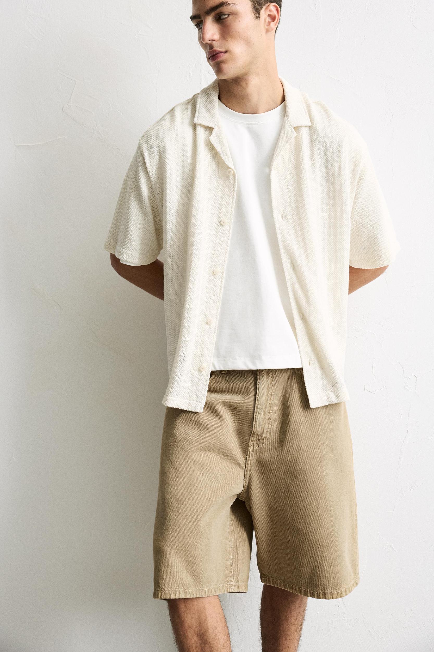 Baggy denim Bermuda shorts Product Image