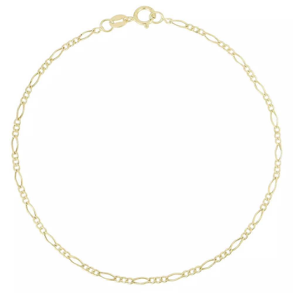 LUMINOR GOLD 14k Gold Figaro Chain Anklet, Women's, Size: 9" Product Image