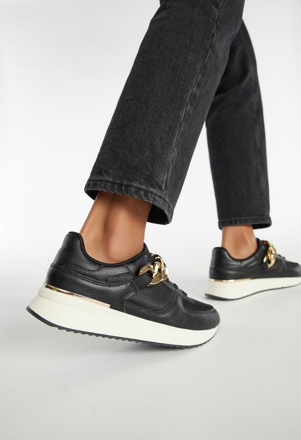 JustFab Margaux Platform Loafer Pump Womens Black/ White Size 8.5 Product Image