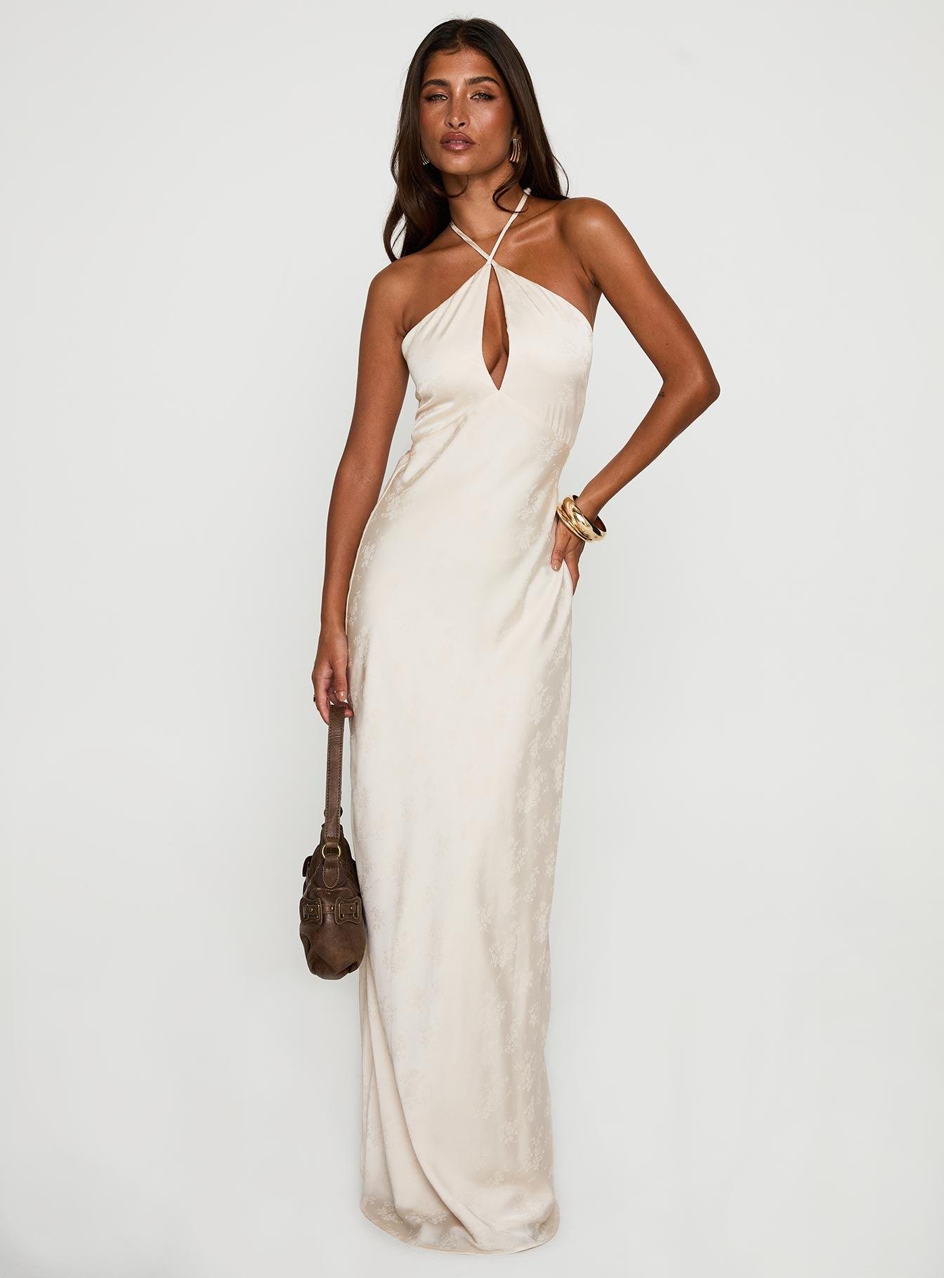 Limosina Halter Maxi Dress Champagne Product Image
