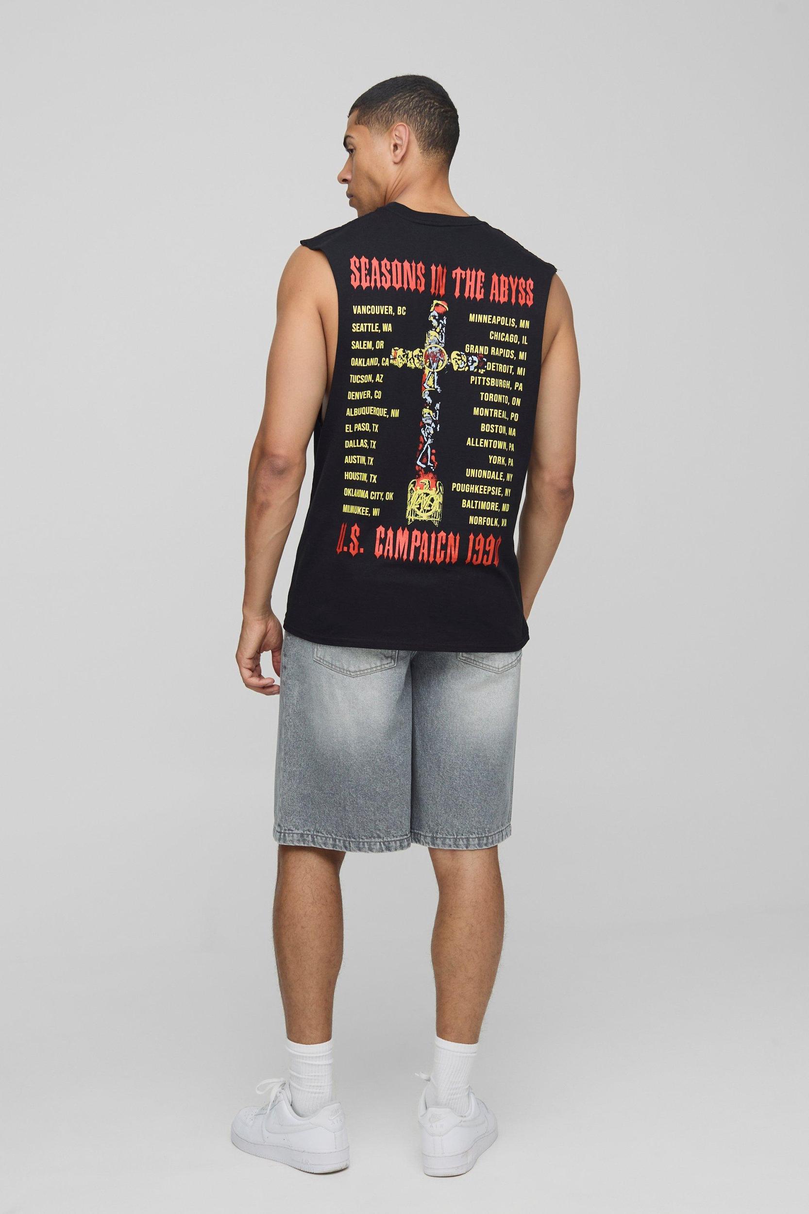 Black Regular Fit Slayer License Tank | boohooMAN USA Product Image