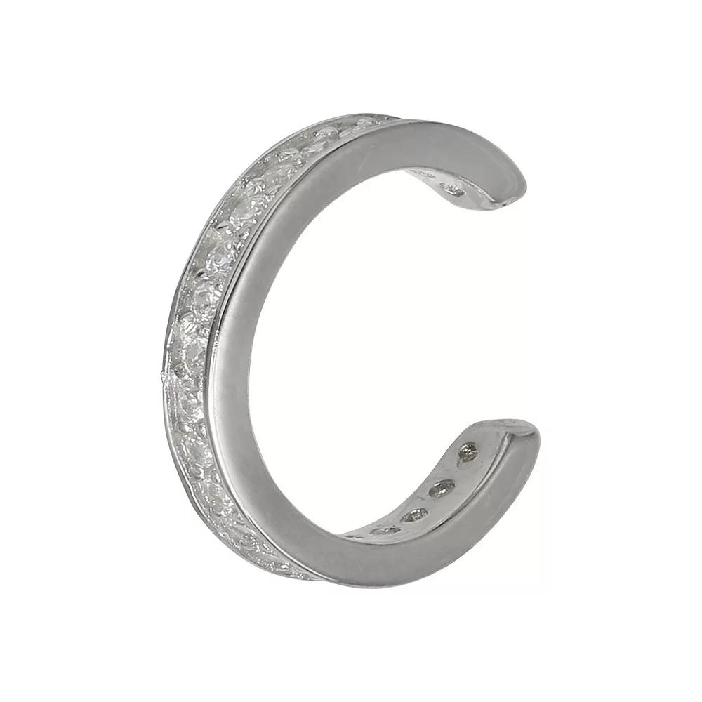 PRIMROSE Sterling Silver Pave Cubic Zirconia Cuff Earrings, Women's Product Image