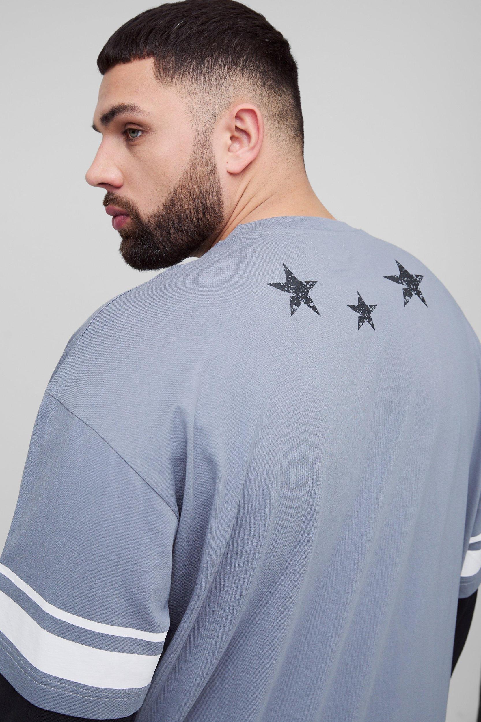 Plus Oversized Limited Print Faux Layer T-shirt | boohooMAN USA Product Image