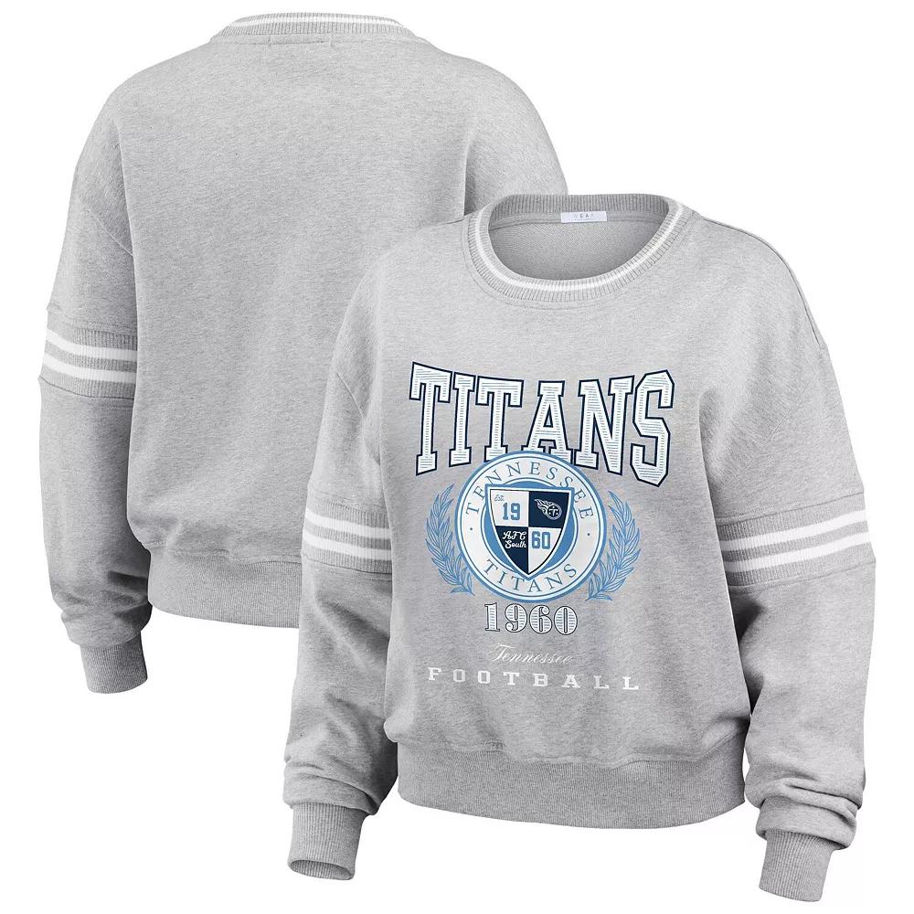 Women's WEAR by Erin Andrews Heather Gray Tennessee Titans Cropped Pullover Sweatshirt,  Product Image