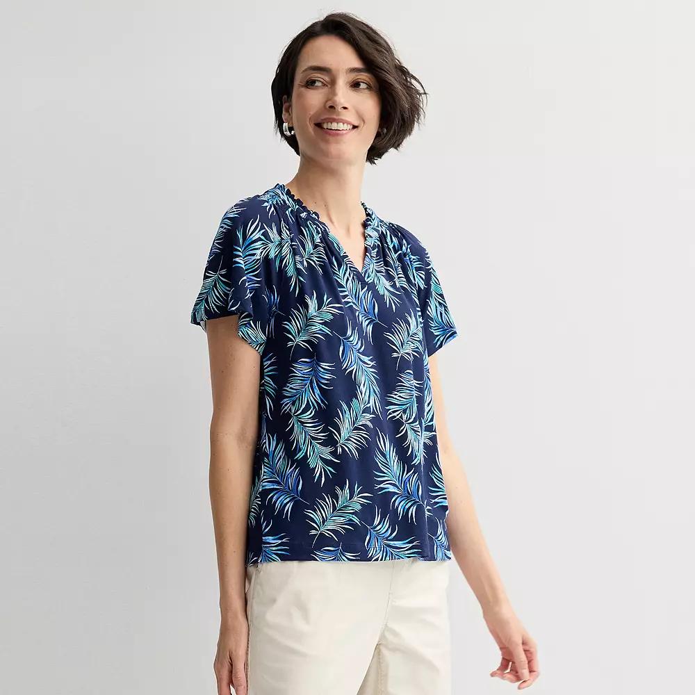 Women's Croft & Barrow® Smocked Raglan Top,  Product Image