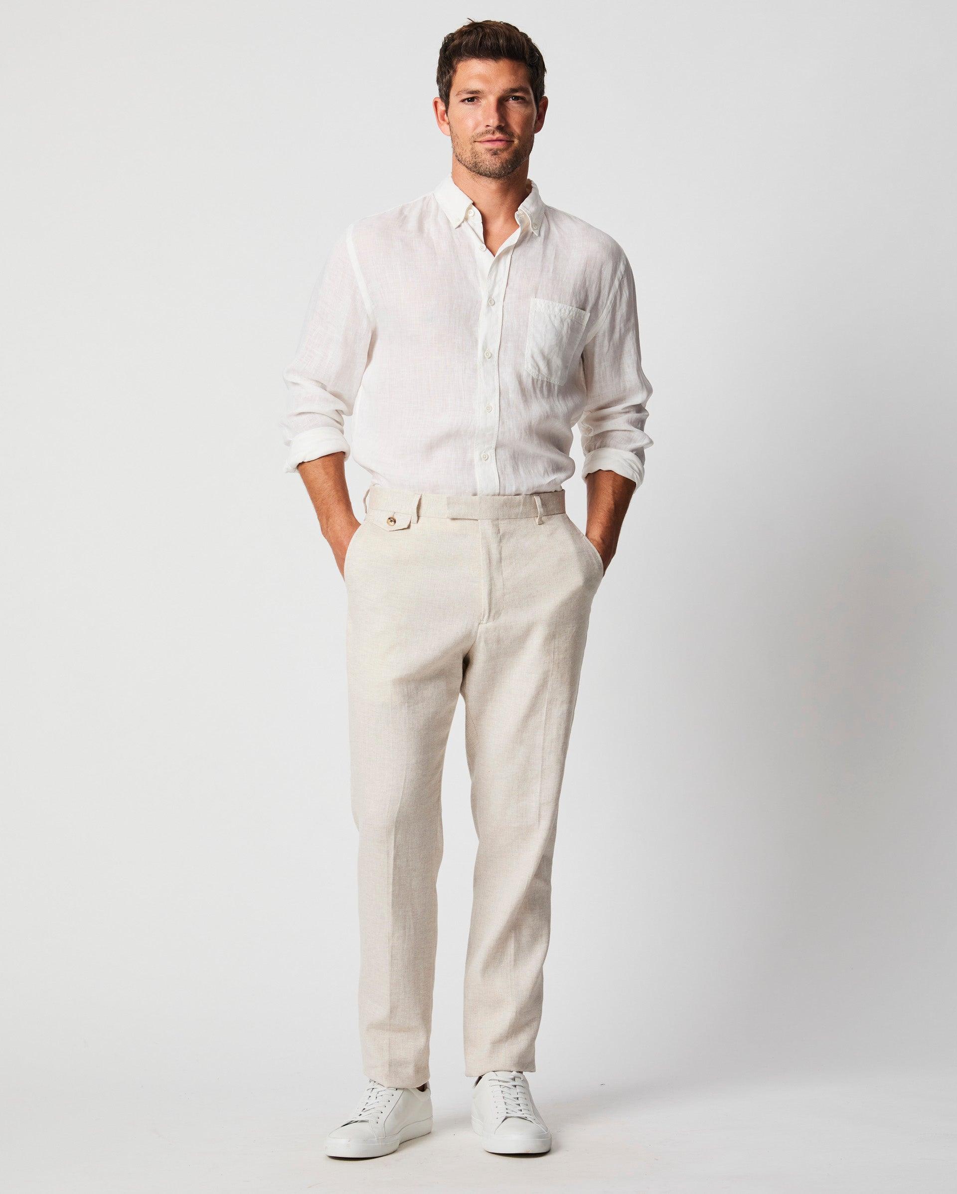 Herringbone Flat Front Trouser -  Product Image