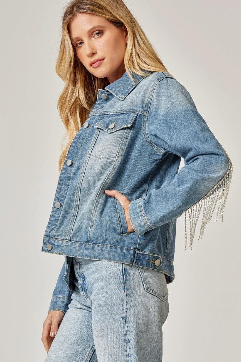 19902   Vivian Rhinestone Fringe Jacket Product Image