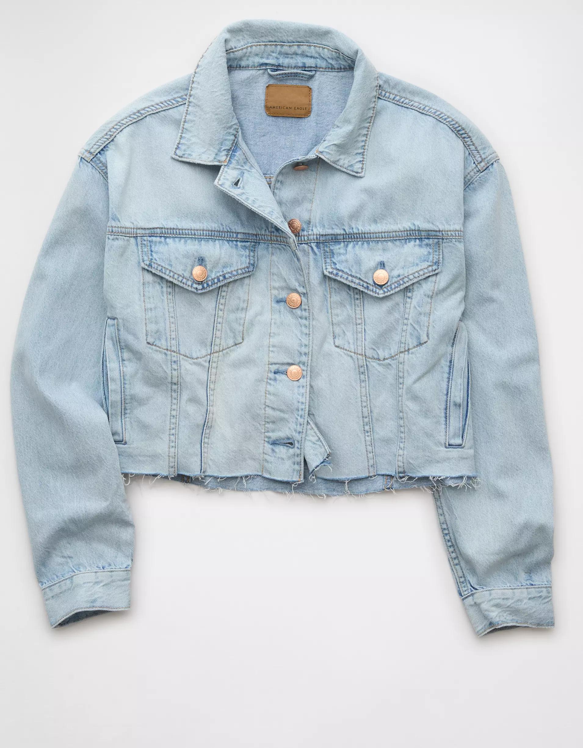AE Cropped Cut-Off Denim Jacket Product Image