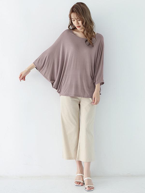 Vintage Loose Round-Neck Batwing Sleeves Shirts Product Image