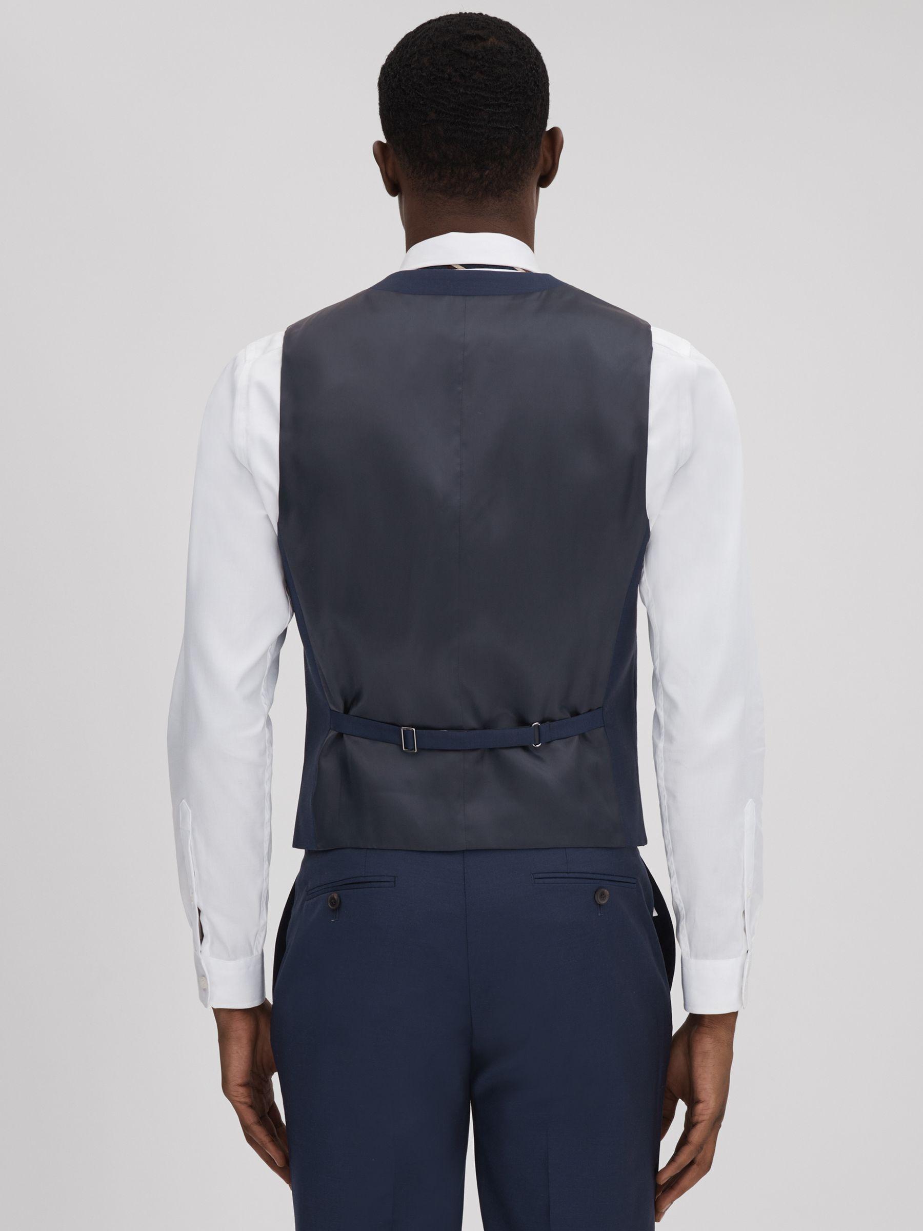 Destiny Navy Wool Single Breasted Slim Fit Waistcoat Product Image