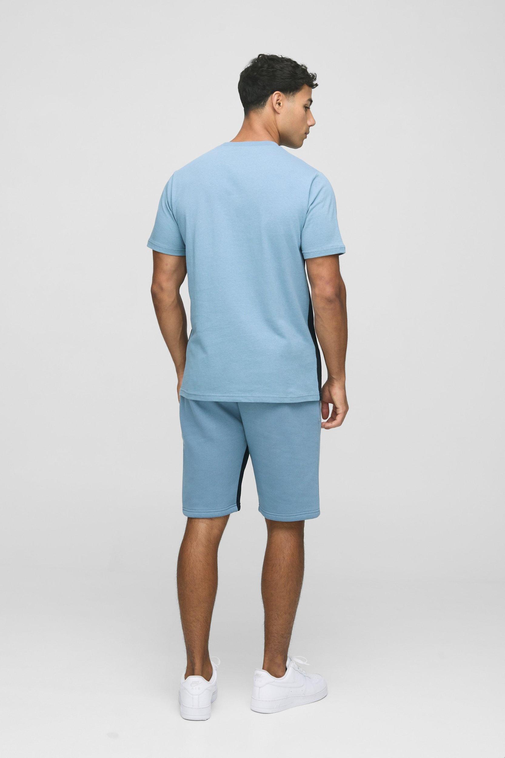 Slim Fit Man Colour Block T-Shirt and Short Set | boohooMAN USA Product Image