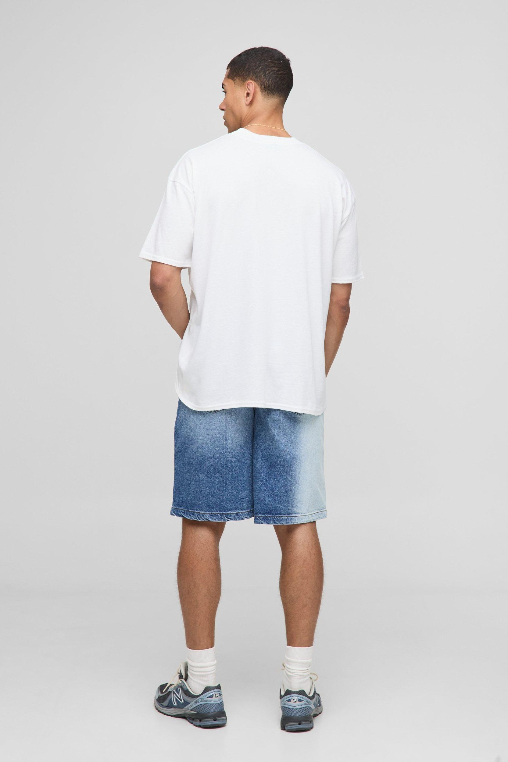 White Oversized Extended Neck MAN Lake Como Printed T-Shirt | boohooMAN USA Product Image