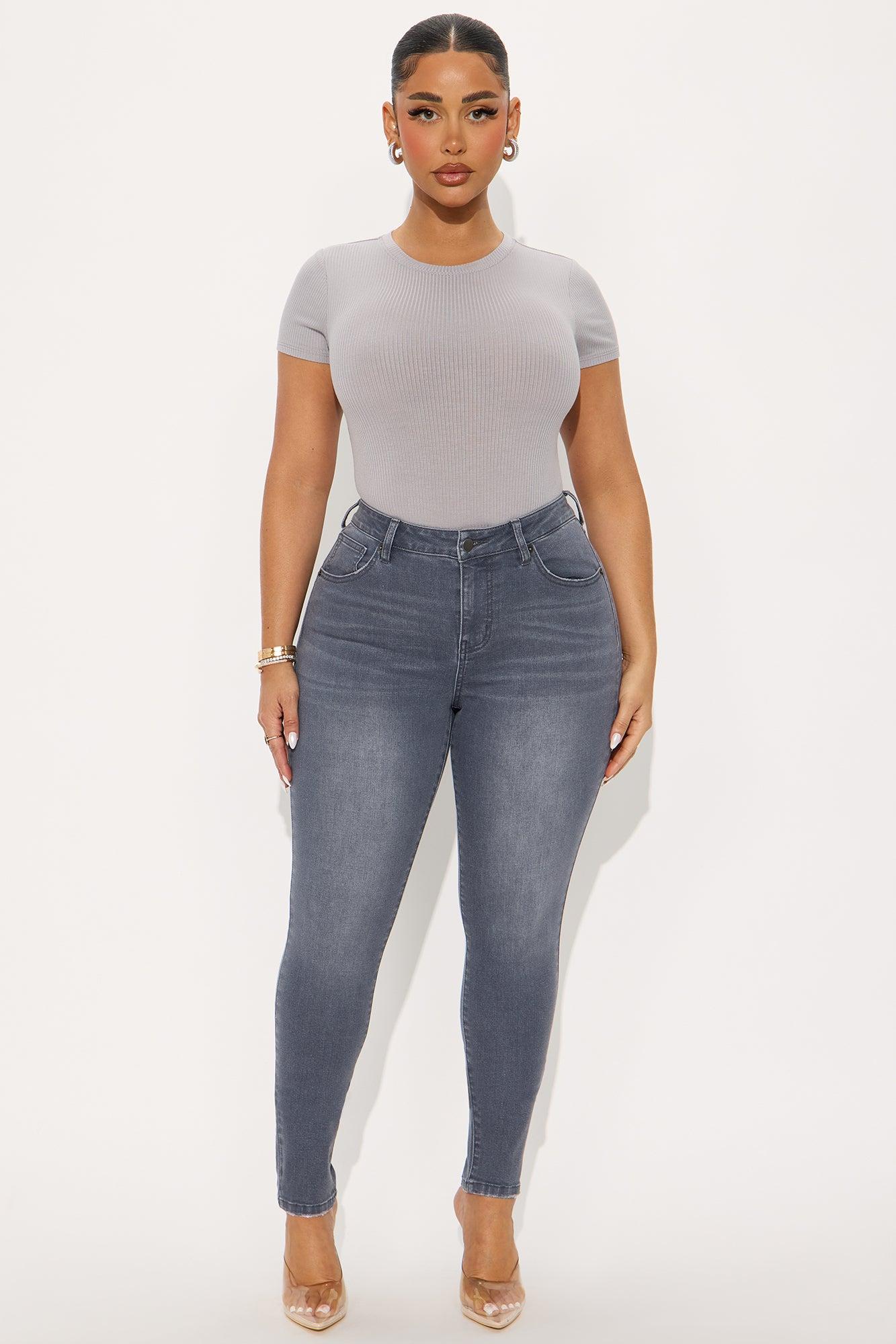 Aliza Ribbed Bodysuit - Grey Female Product Image