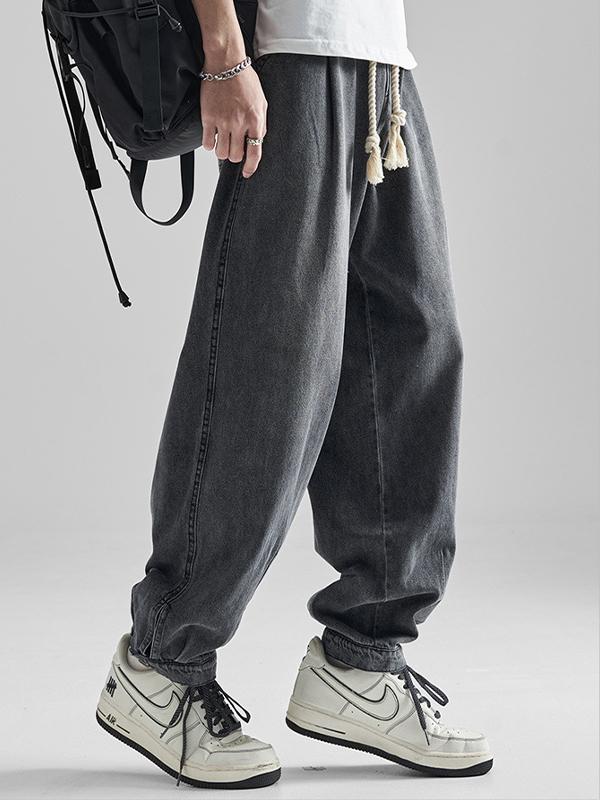 Retro Distressed Washed Feet Loose Jeans Product Image