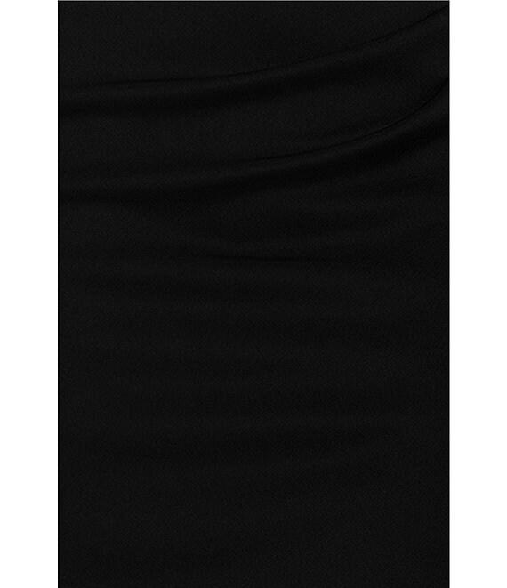 Xscape Petite Size Asymmetrical Neck Short Sleeve Sheath Gown Product Image