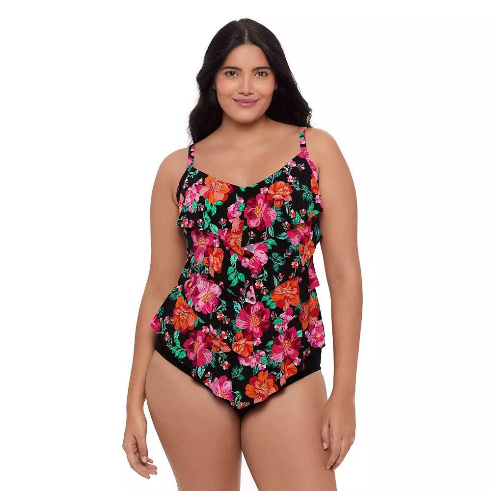 Women's Trimshaper Hothouse Garden Lily Tankini Swim Top, Size: 10 Product Image