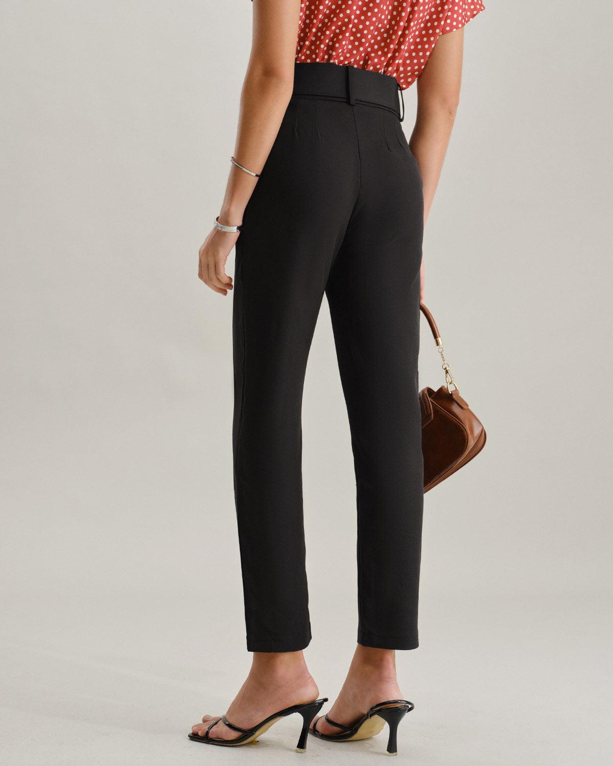 Black Straight Pegged Pants Product Image