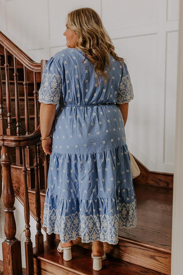 Sunday Brunch Floral Embroidered Midi Dress Curves Product Image