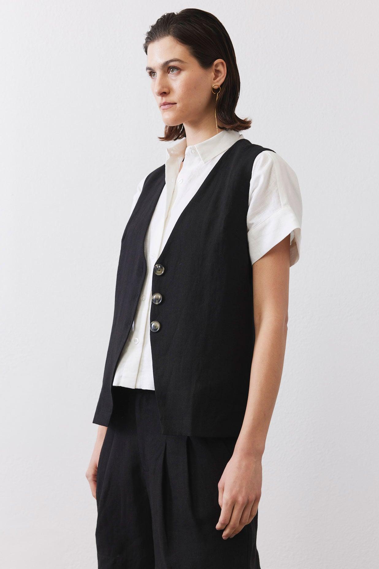 The Linen Button Vest Product Image