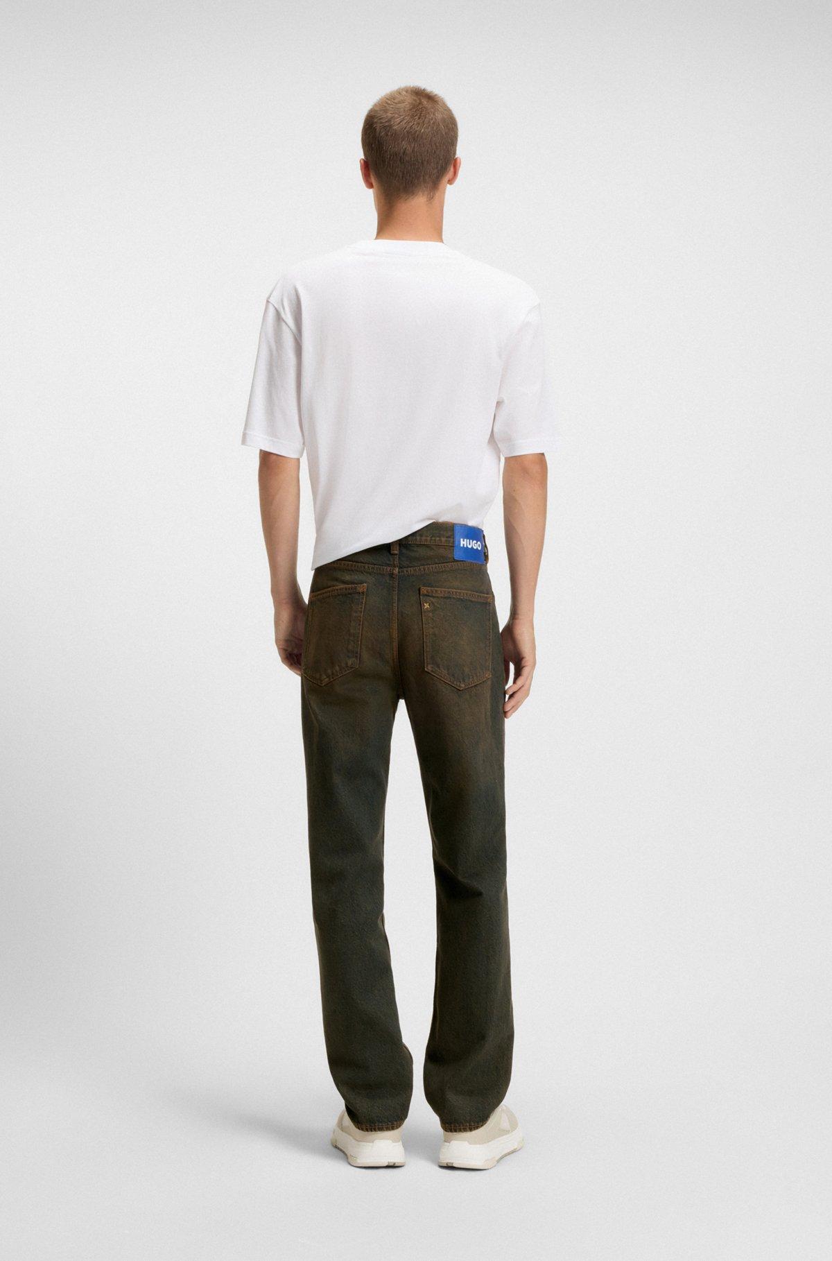 Regular-fit jeans in green-cast rigid denim Product Image