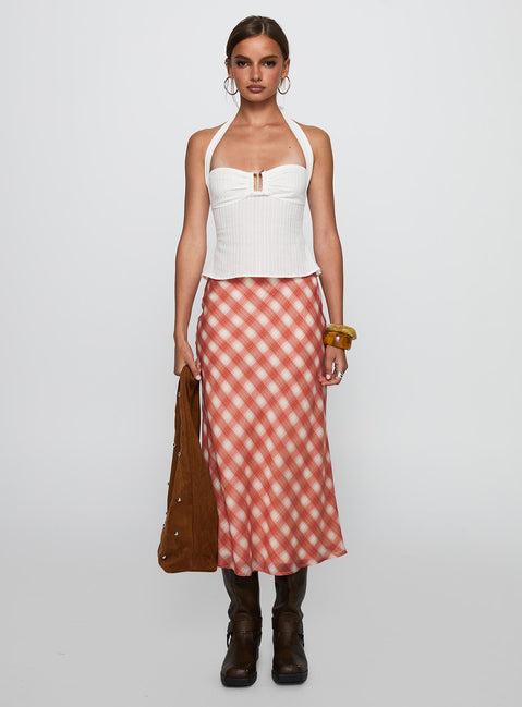 Living Color Maxi Skirt Orange Gingham Product Image
