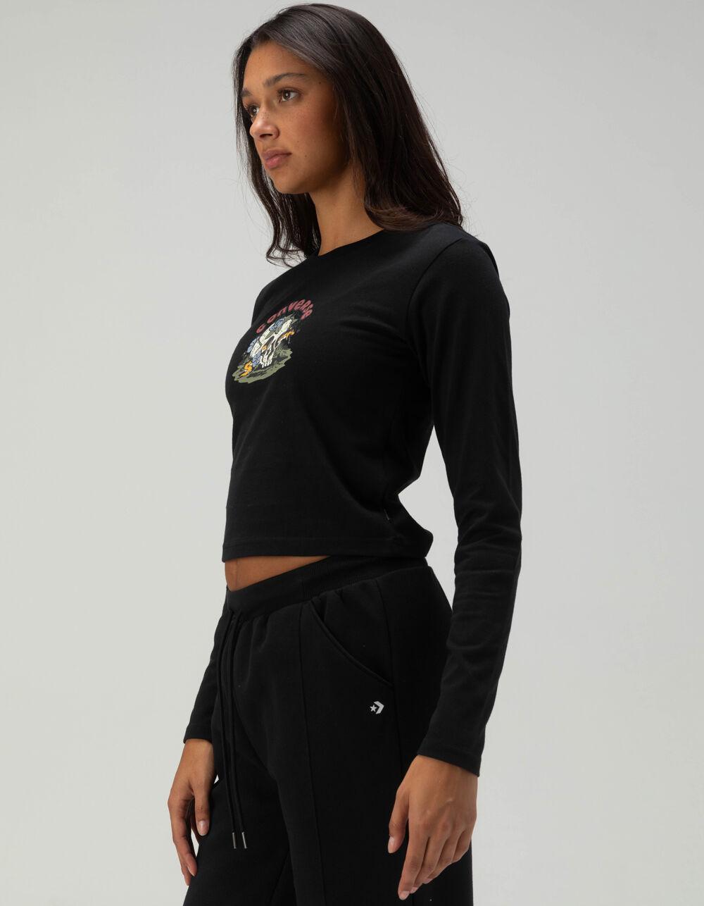 CONVERSE Skull Womens Long Sleeve Tee - BLACK Product Image