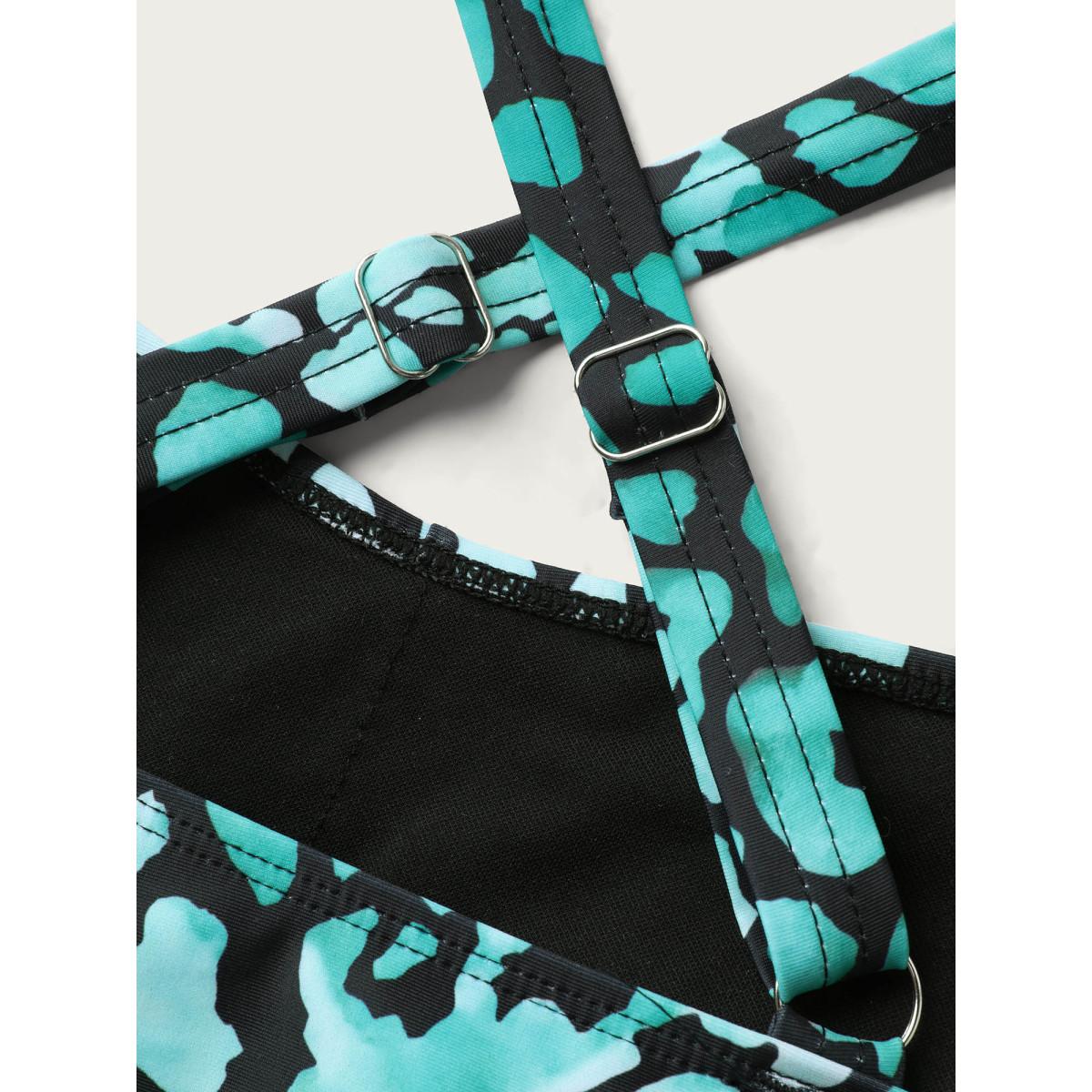 Plus Size Leopard Twist Front One-Piece Swimsuit Women's Swimwear Emerald Resort Gathered Curve Bathing Suits High stretch One Pieces BloomChic 28/5X Product Image