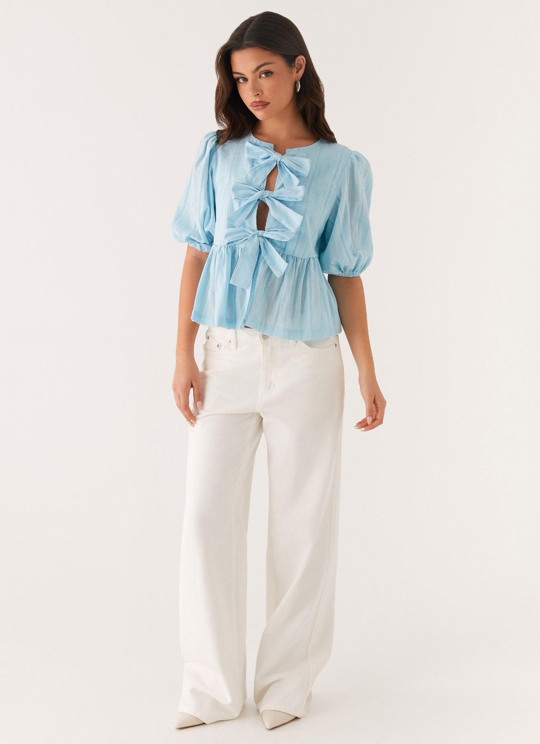 Western Wind Tie Top - Blue Product Image