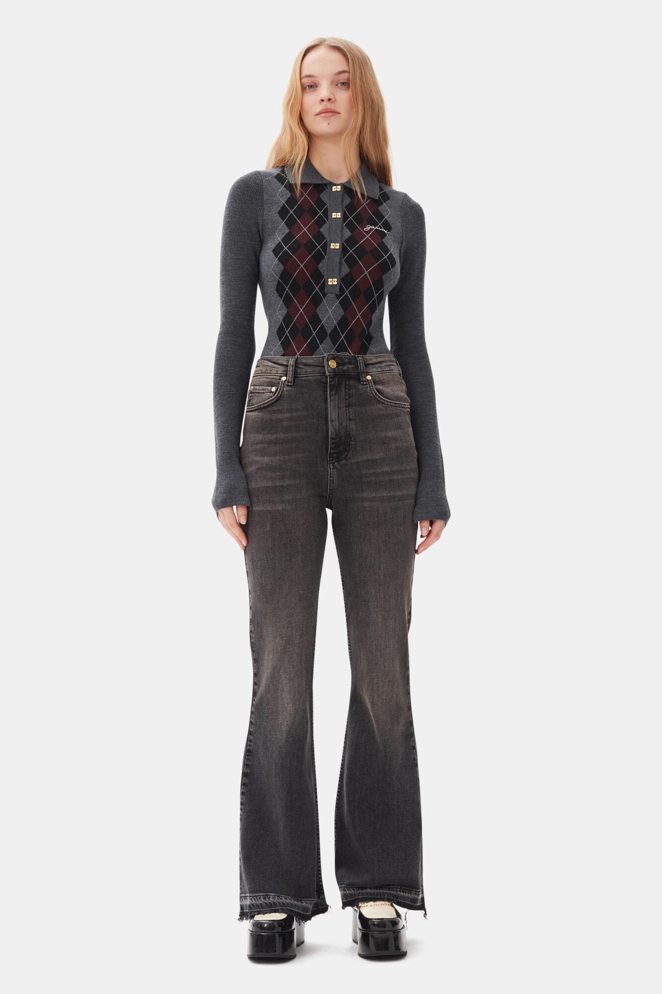 Grey Knitted Polo Shirt Product Image