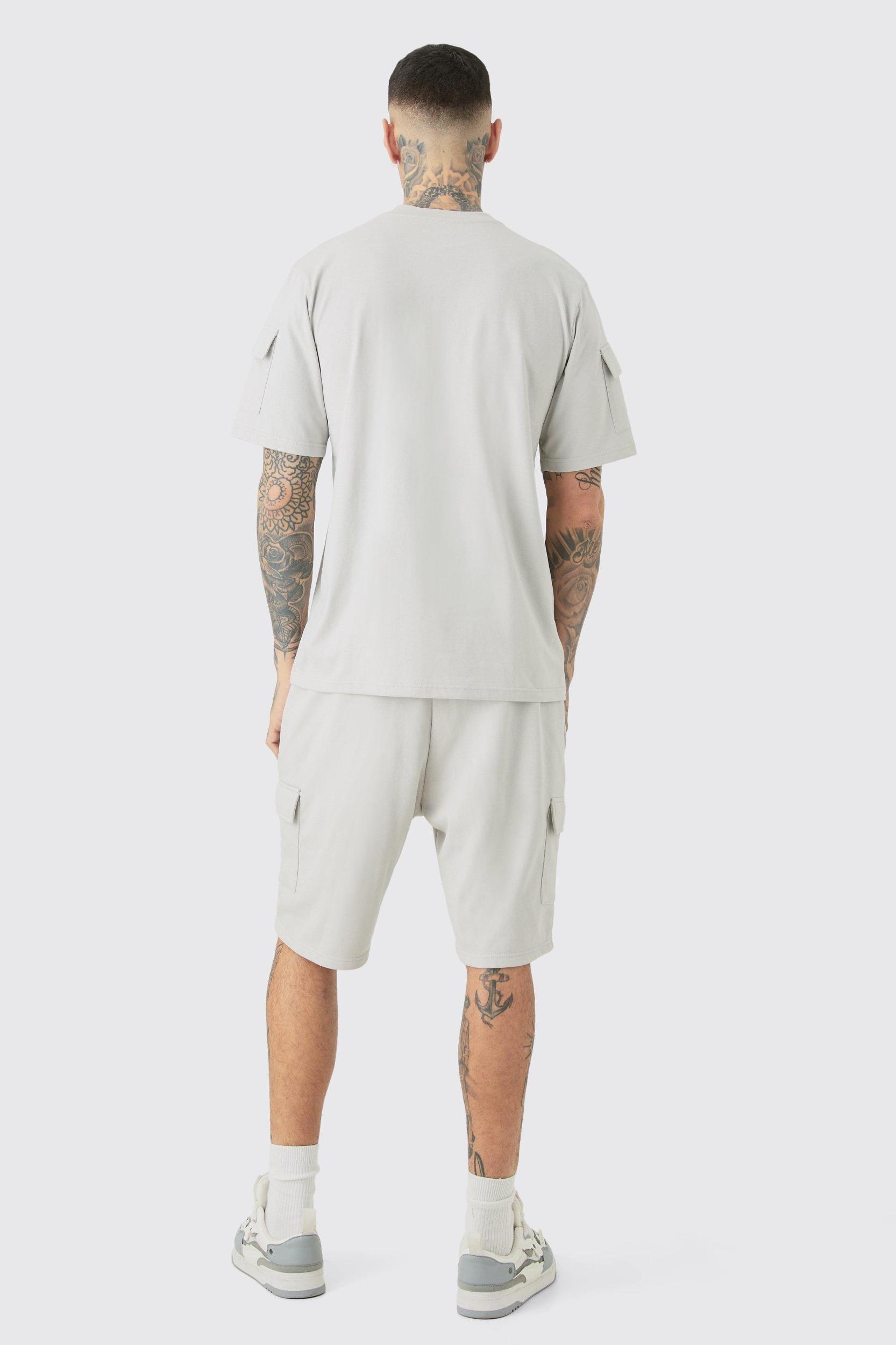Tall Utility Pocket T-shirt & Cargo Short Set | boohooMAN USA Product Image