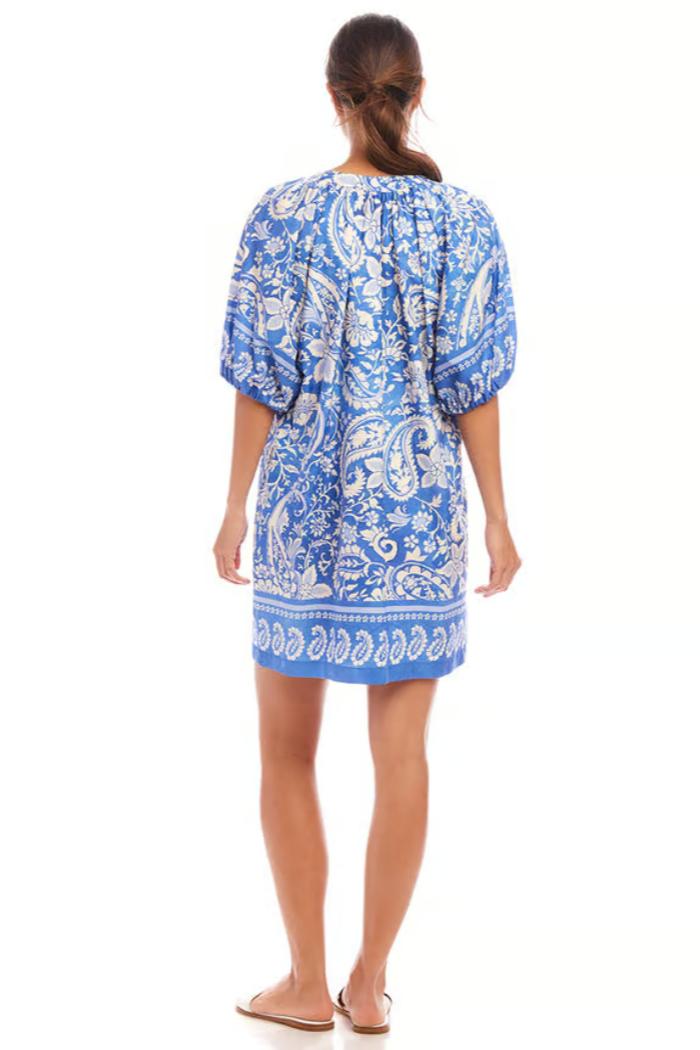 Puff Sleeve Peasant Dress-Floral Paisley Product Image