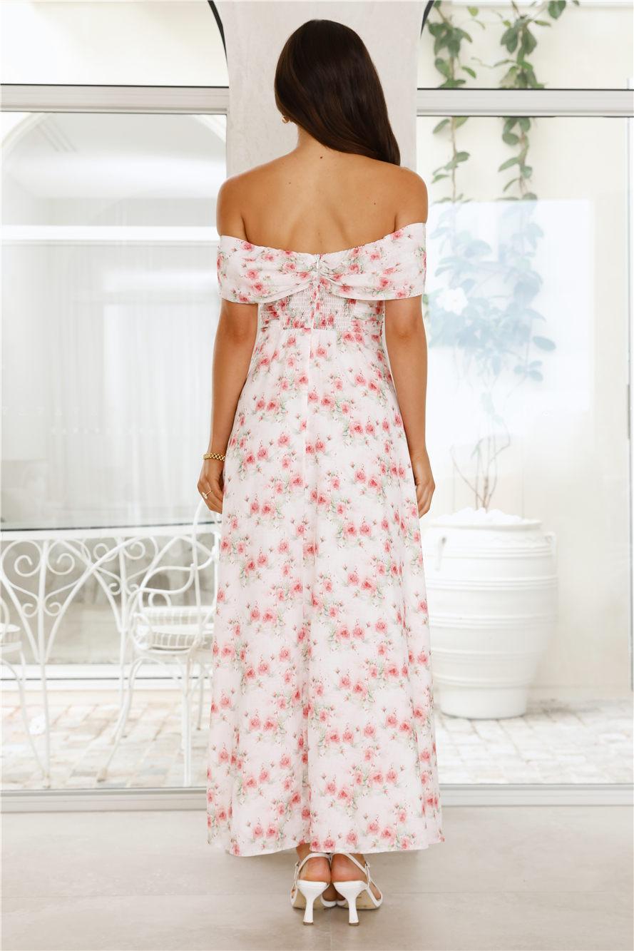 Pink Fantasy Off The Shoulder Maxi Dress Pink Product Image
