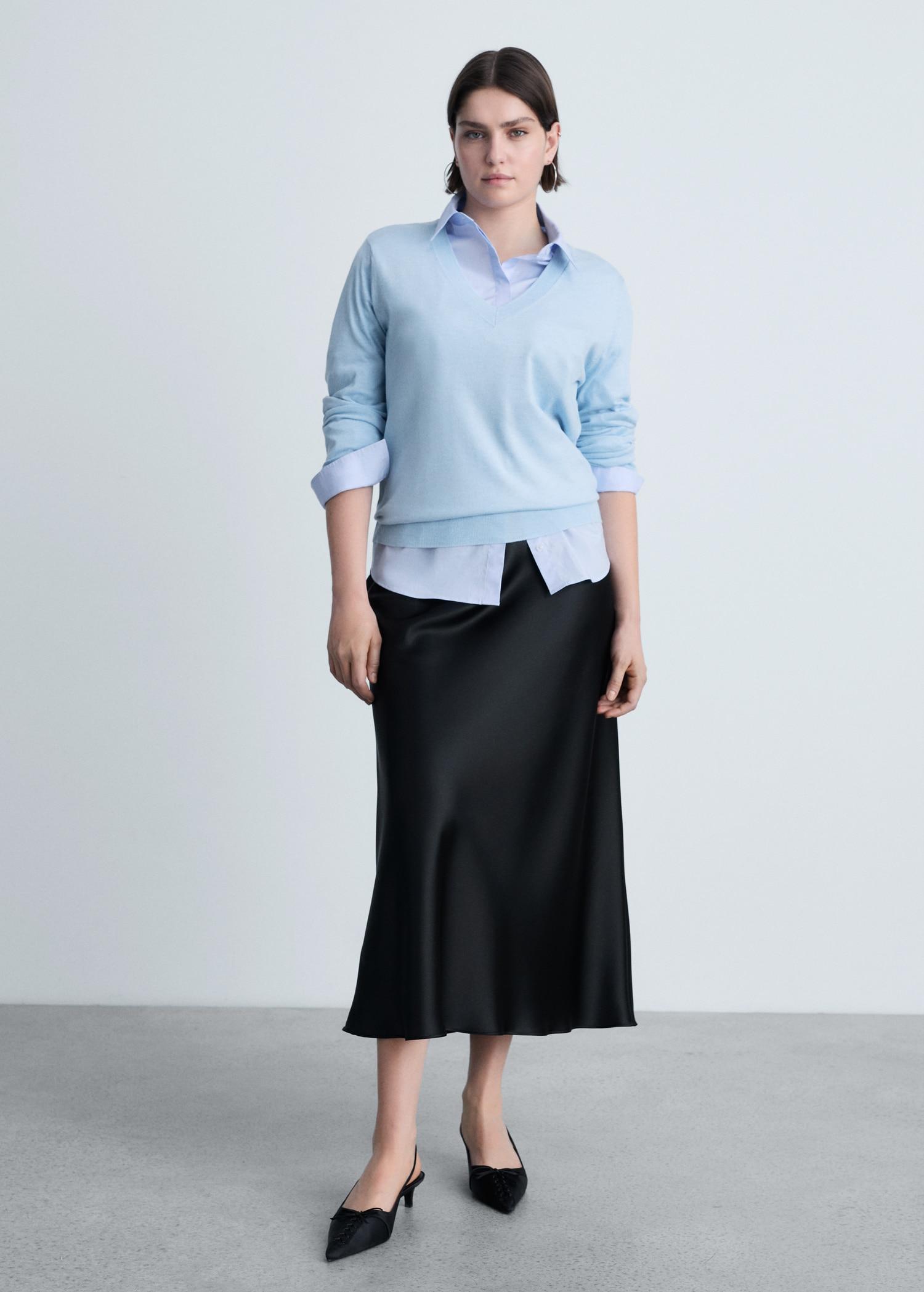 V-neck knit sweater - Women | MANGO USA Product Image