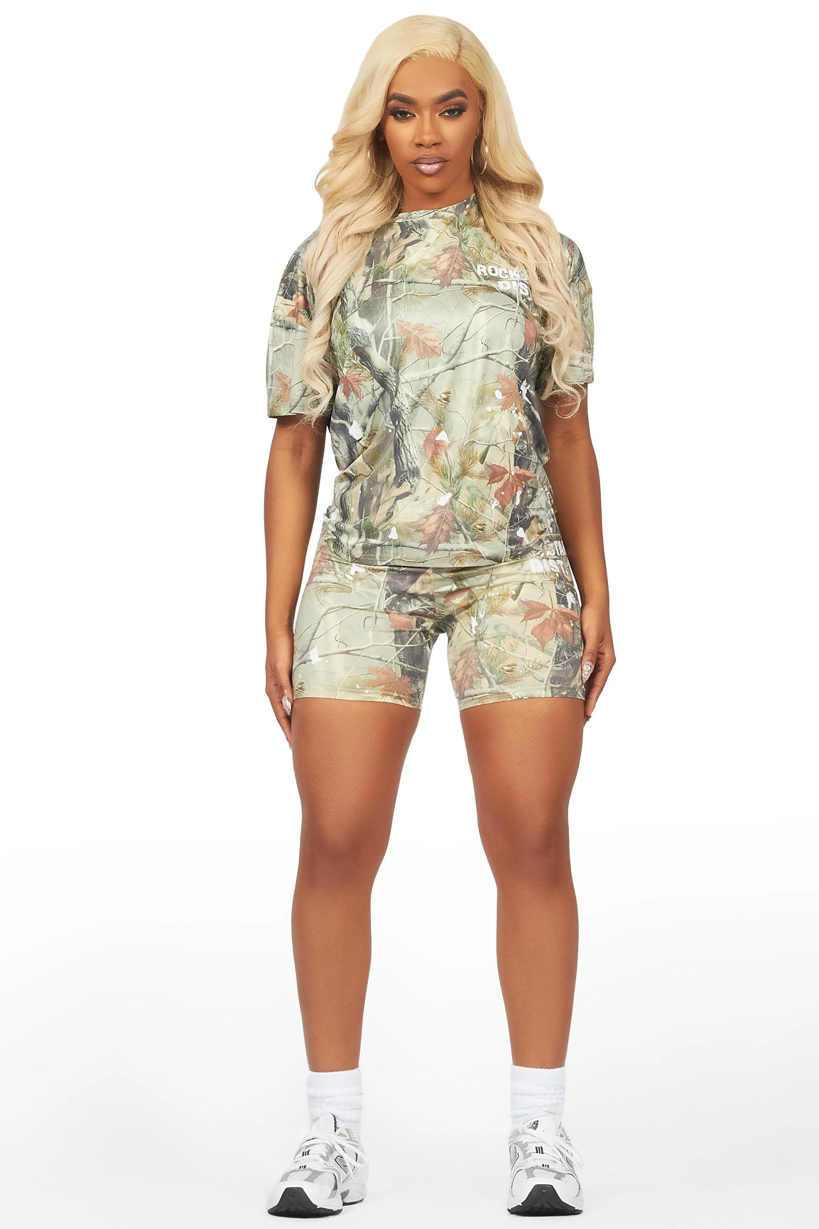 Living For It Tree Camo Bike Short Set Female Product Image