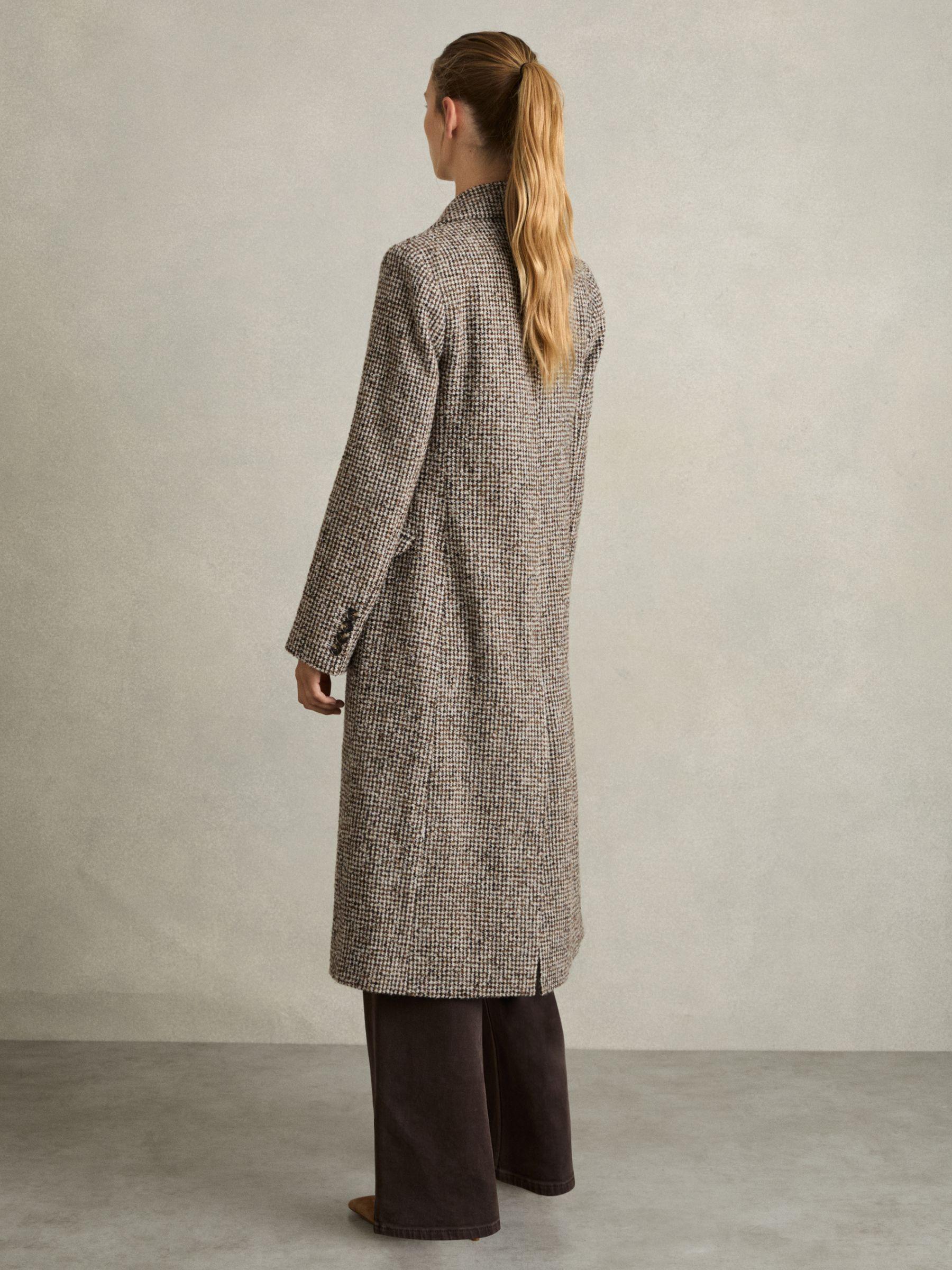 Wool-Blend Houndstooth-Check Coat in Brown Check Product Image