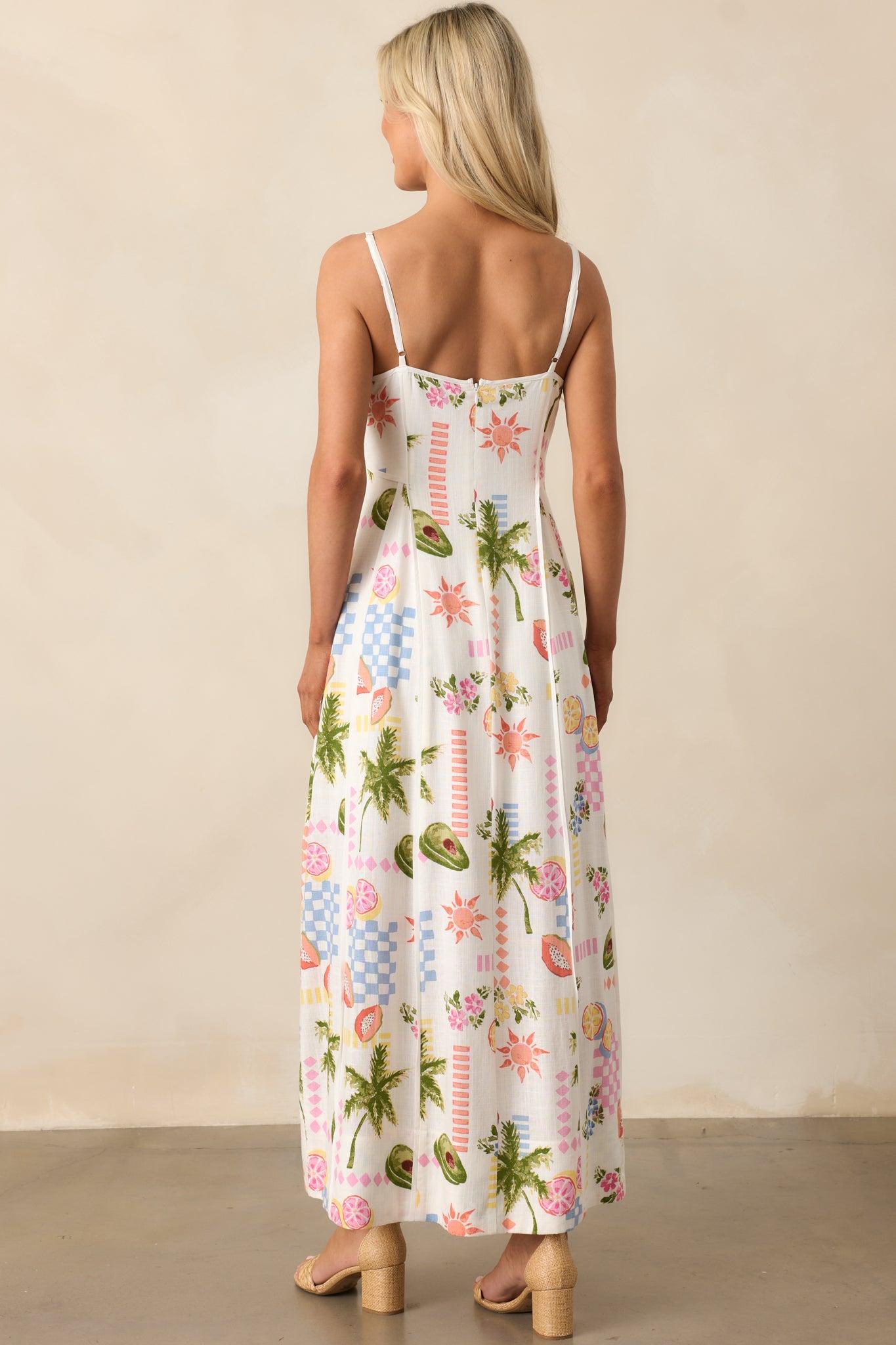 MINKPINK Gracie Ivory Fruity Floral Panel Midi Dress Product Image