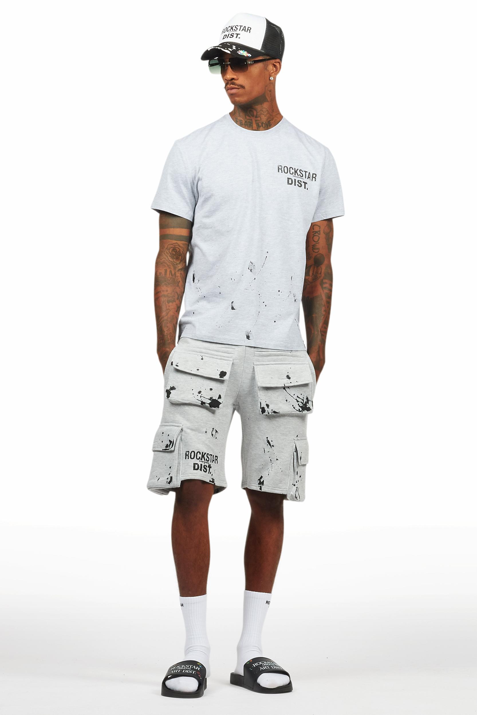 Raffer Heather Grey/Black T-Shirt Cargo Shorts Set Male Product Image