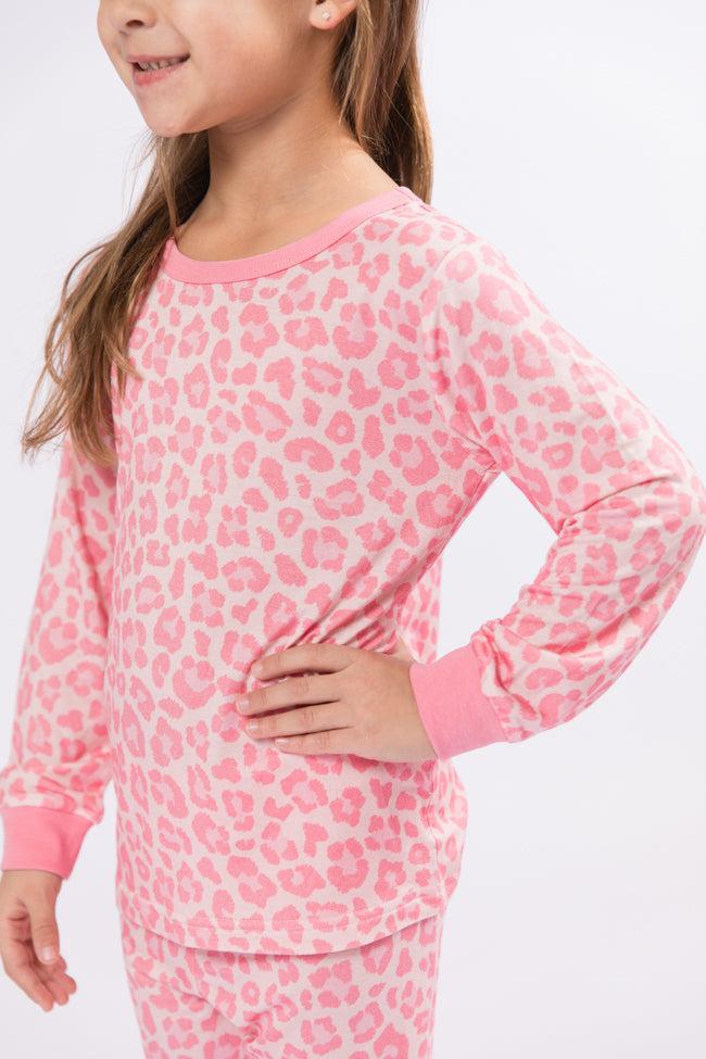 Kid's Sweet Dreams Pink Leopard Pajama Set FINAL SALE Product Image