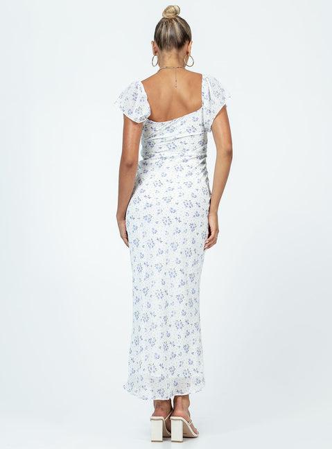 Hera Maxi Dress White Floral Product Image