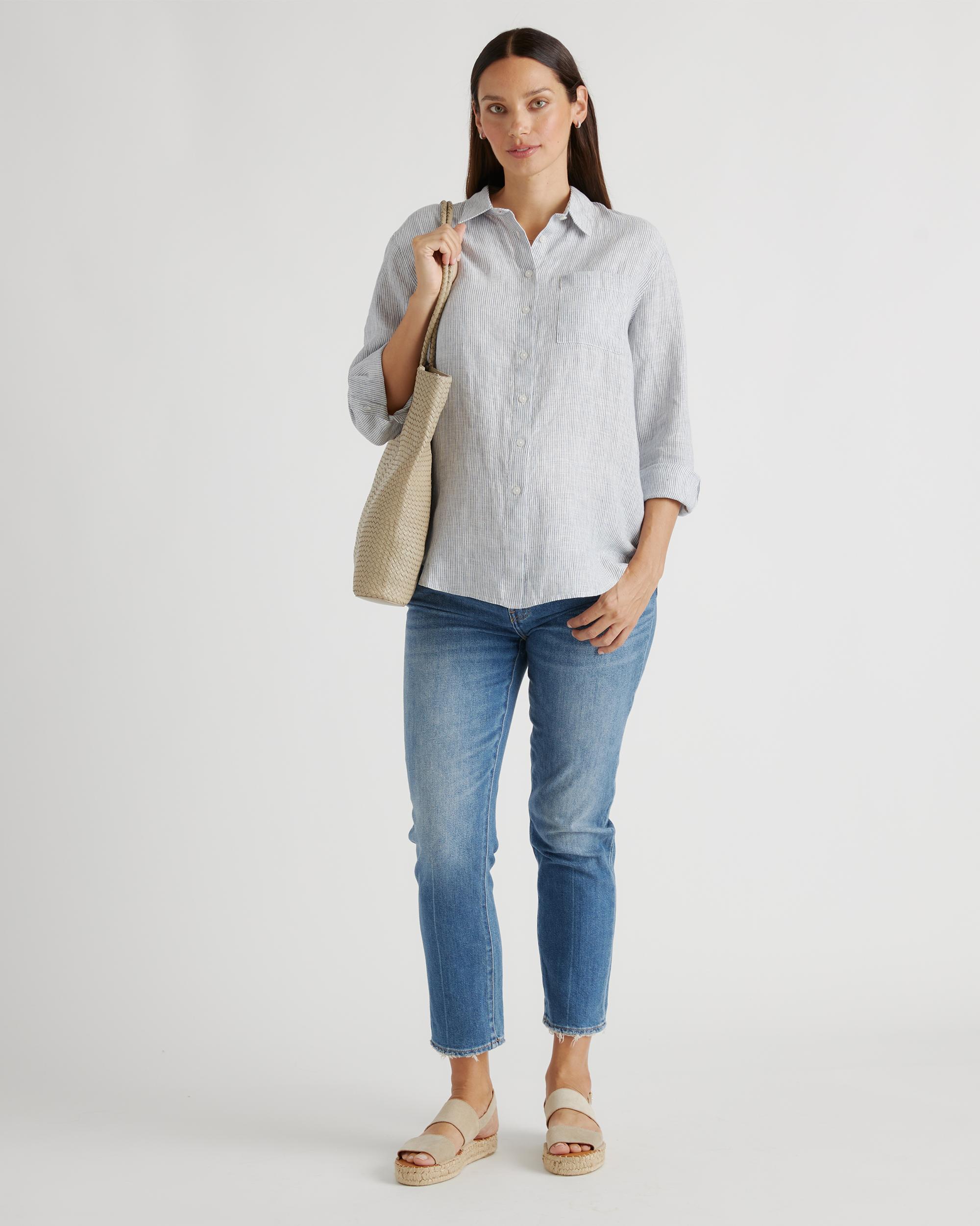 Quince | Women's 100% European Linen Maternity Long Sleeve Shirt Size XS Product Image