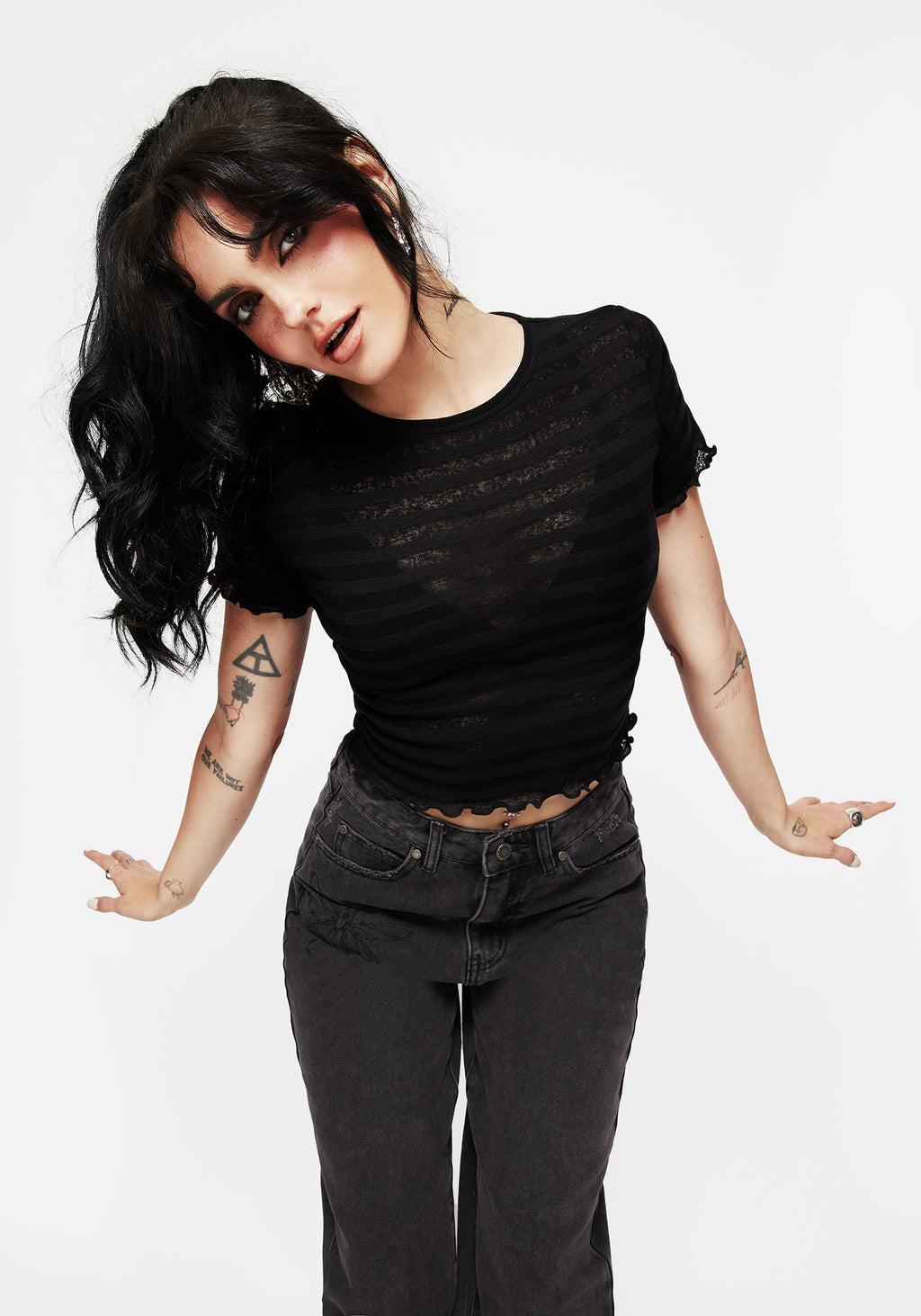 Gomez Lettuce Hem Jersey Crop Tee Product Image