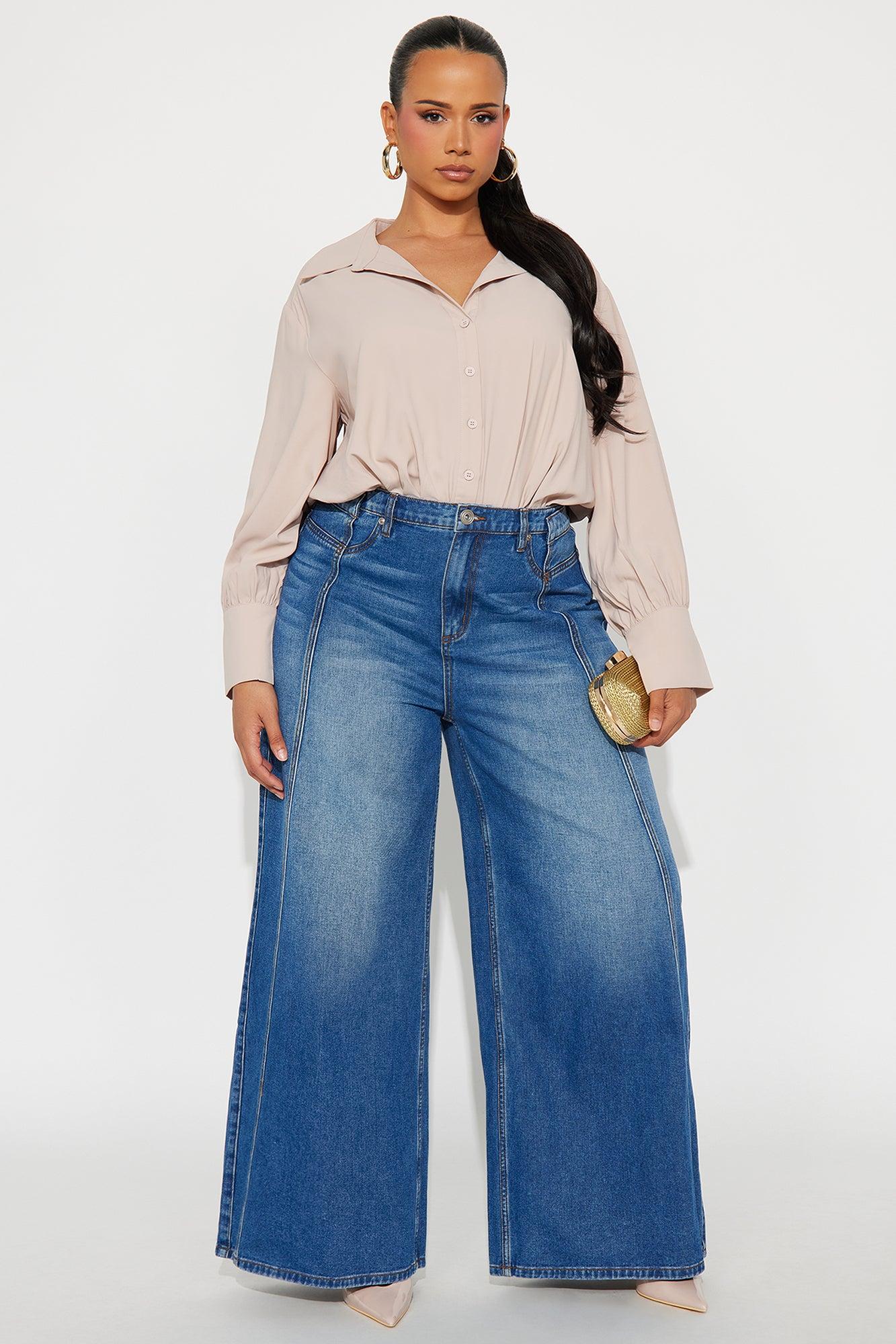 She Seams Stellar Wide Leg Jeans - Medium Wash Female Product Image