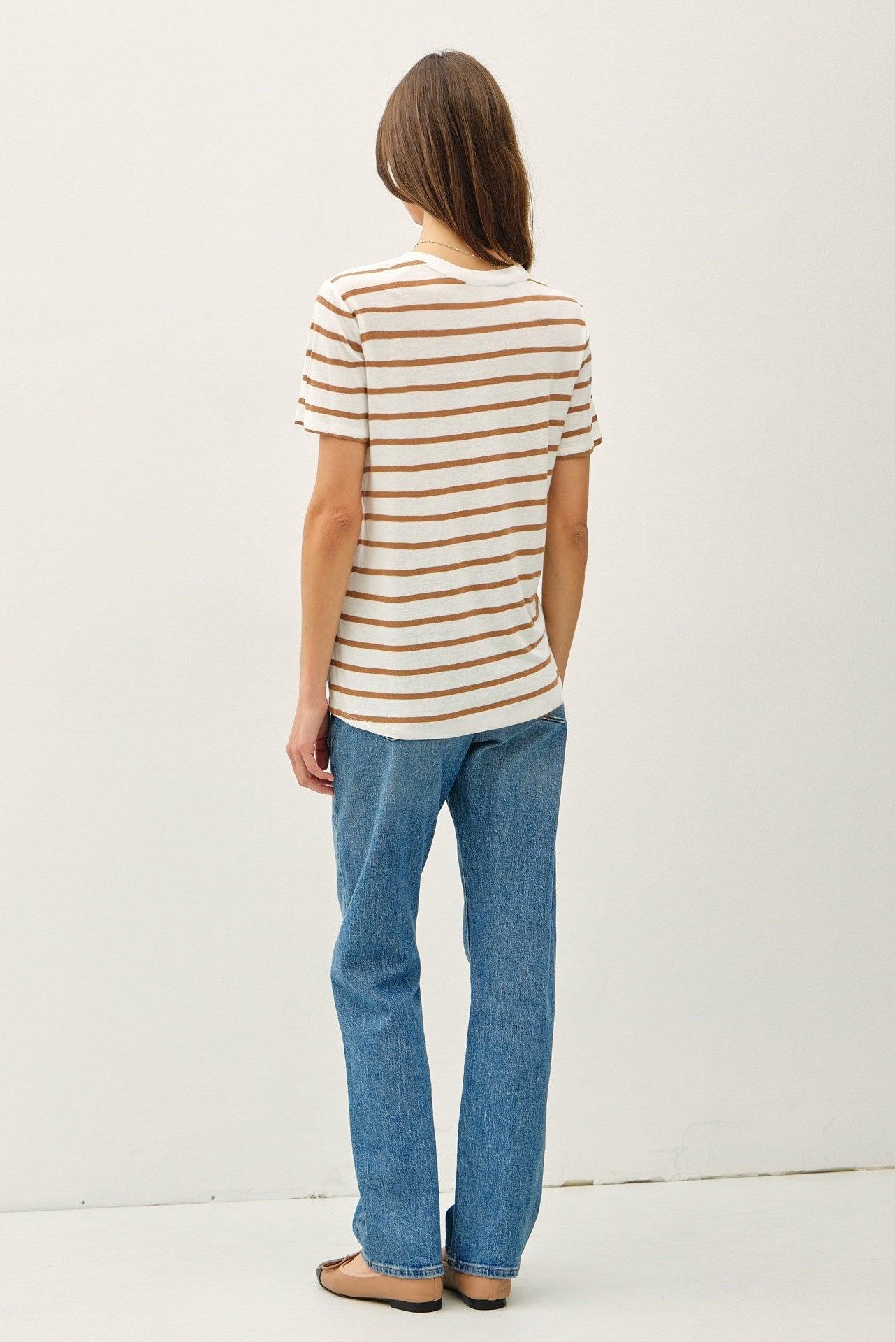 UB ESSENTIALS: EASY STRIPES COTTON-LINEN TEE Product Image