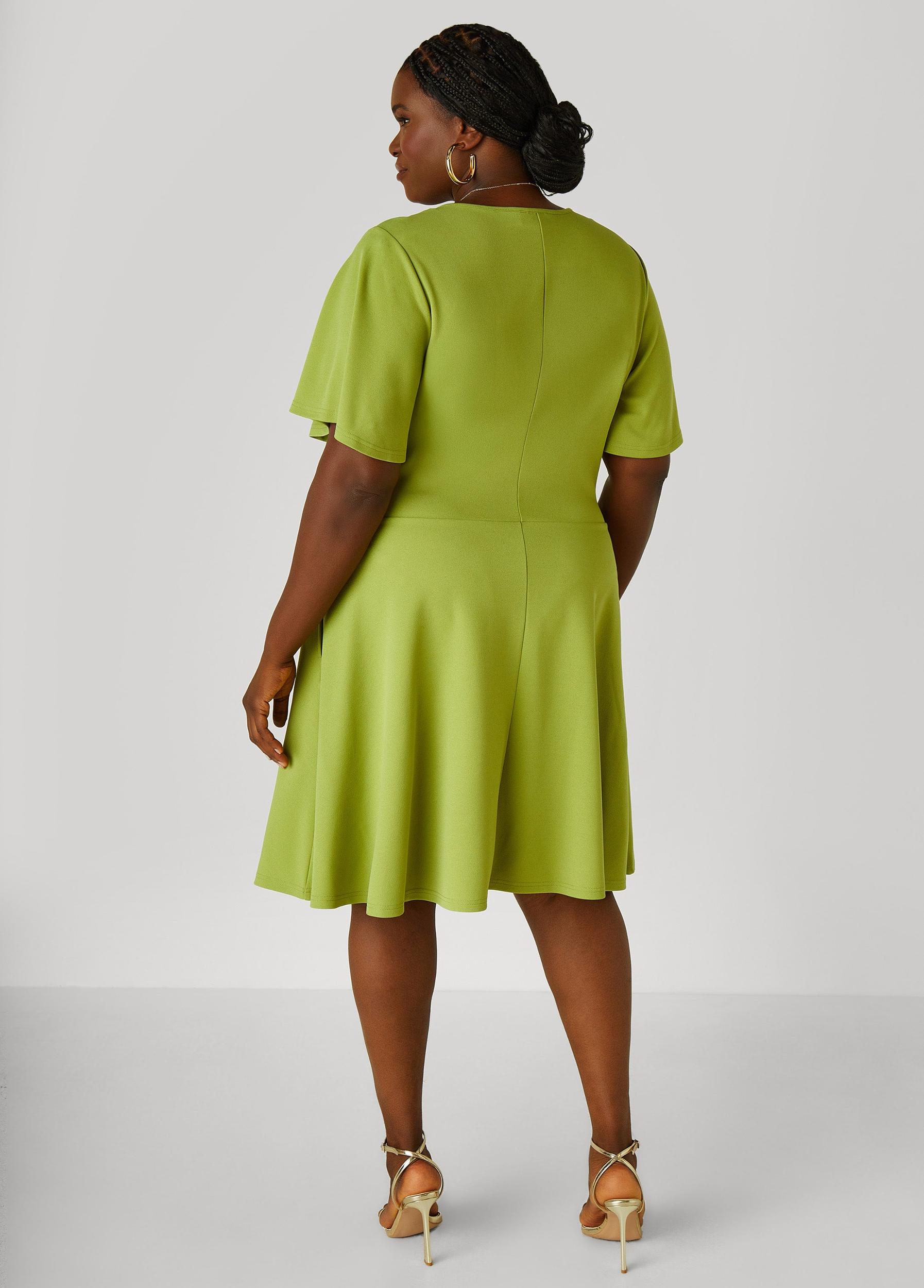 Plus Size Flutter Sleeved A Line Dress Ashley Stewart Product Image